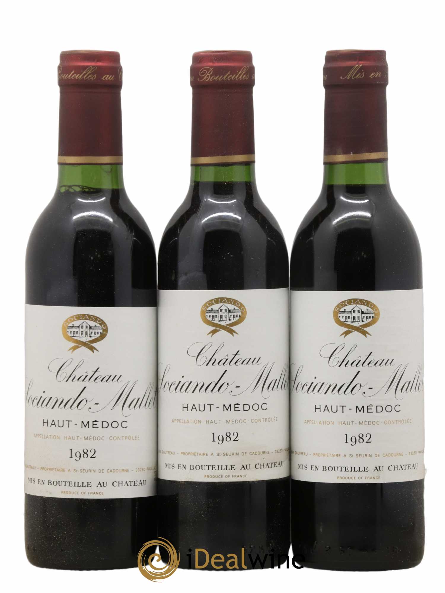 Château Sociando Mallet 1982 - Lot de 3 demi bouteilles - 0