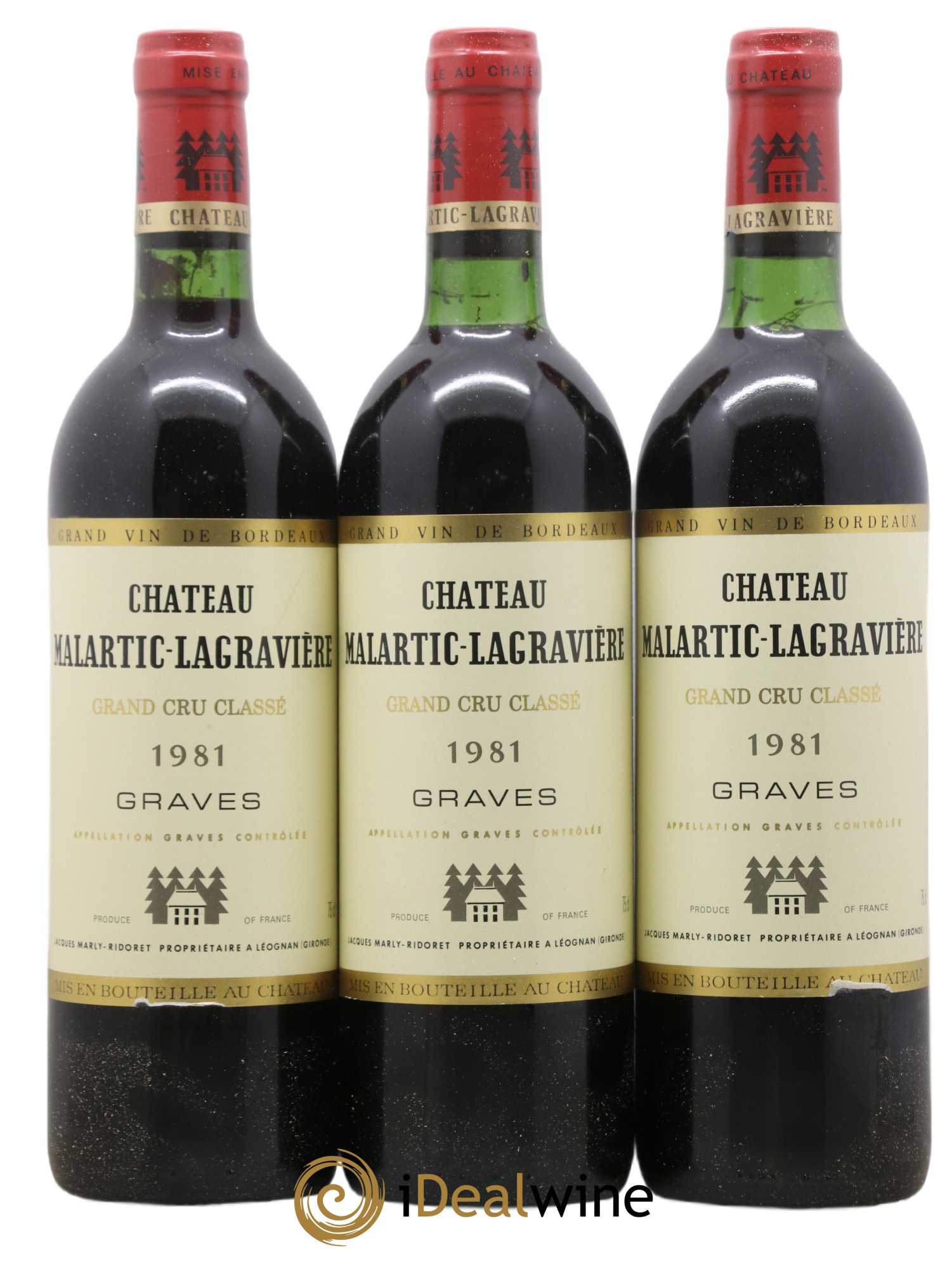 Château Malartic-Lagravière Cru Classé de Graves 1981 - Lot de 3 bouteilles - 0