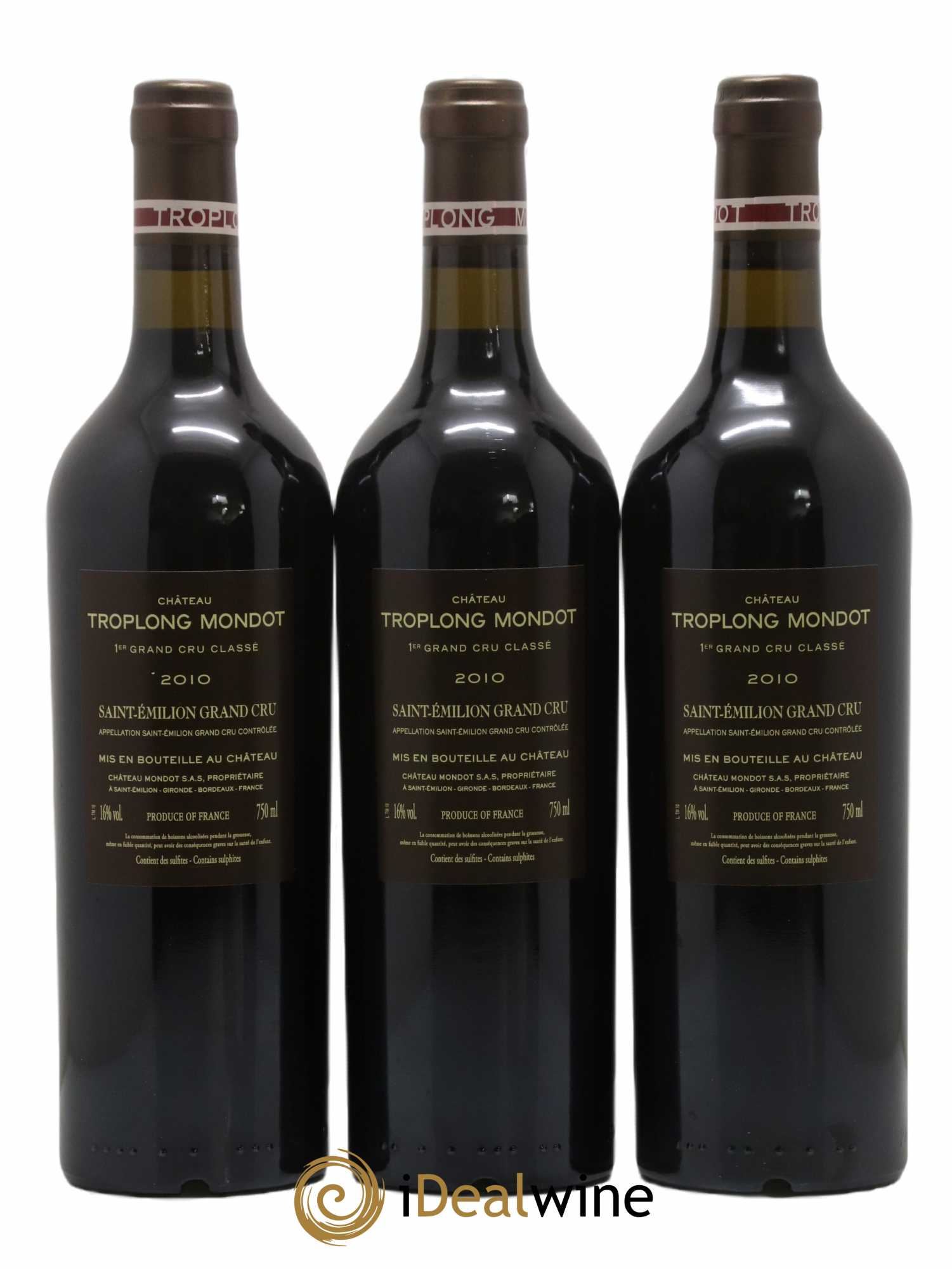 Château Troplong Mondot 1er Grand Cru Classé B 2010 - Lot de 3 bouteilles - 1
