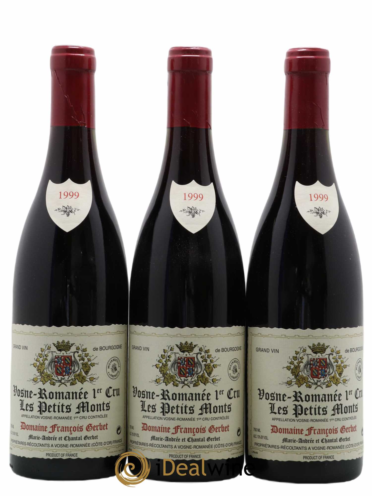 Vosne-Romanée 1er Cru Les Petits Monts François Gerbet 1999 - Lot de 3 bouteilles - 0