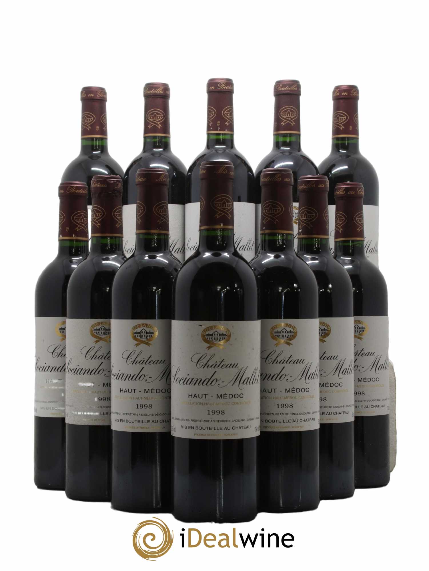 Château Sociando Mallet 1998 - Lot de 12 bouteilles - 0