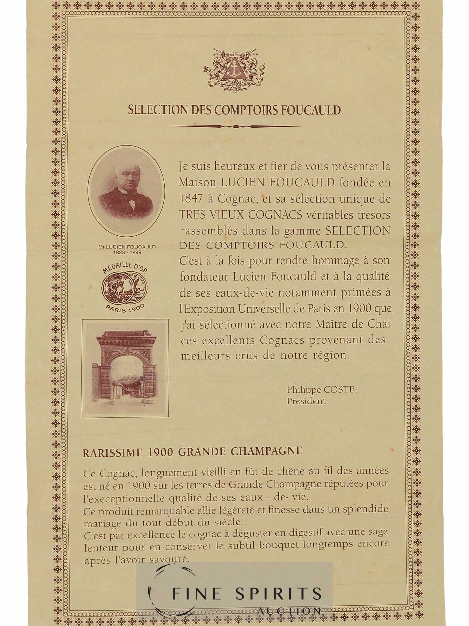 Séléction des Comptoirs Foucauld 1900 Of. Rarissime - Lot de 1 bouteille - 2