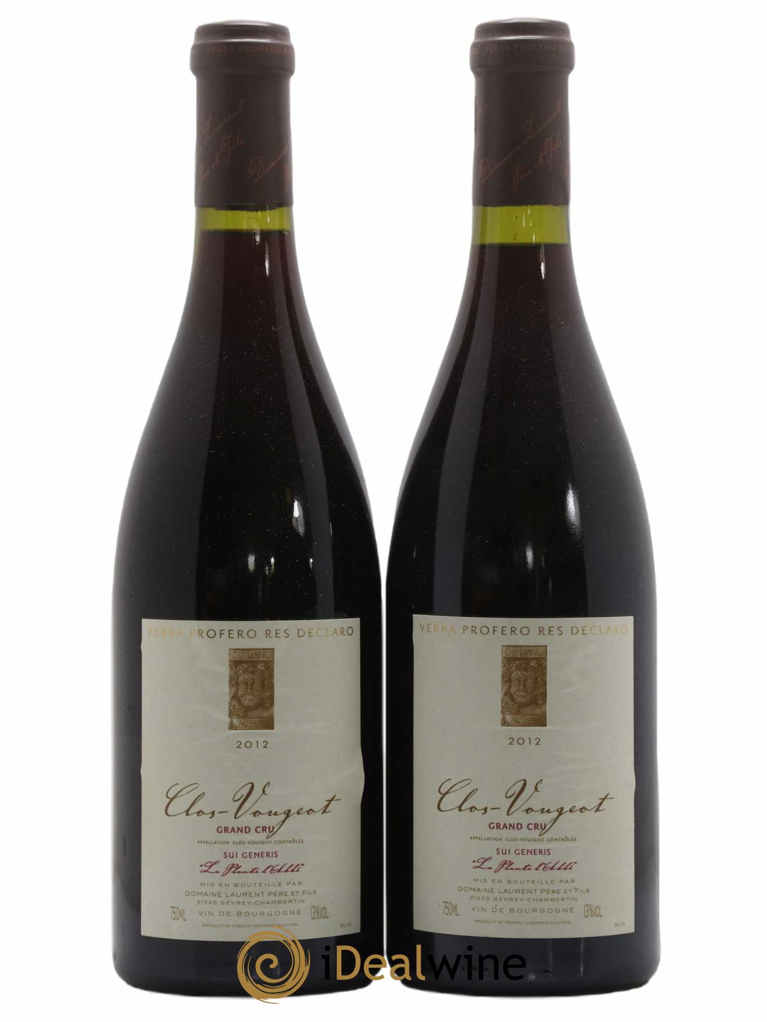 Clos de Vougeot Grand Cru Laurent Père et Fils Sui Generis "La Plante l'Abbé" 2012 - Lot de 2 bouteilles - 0