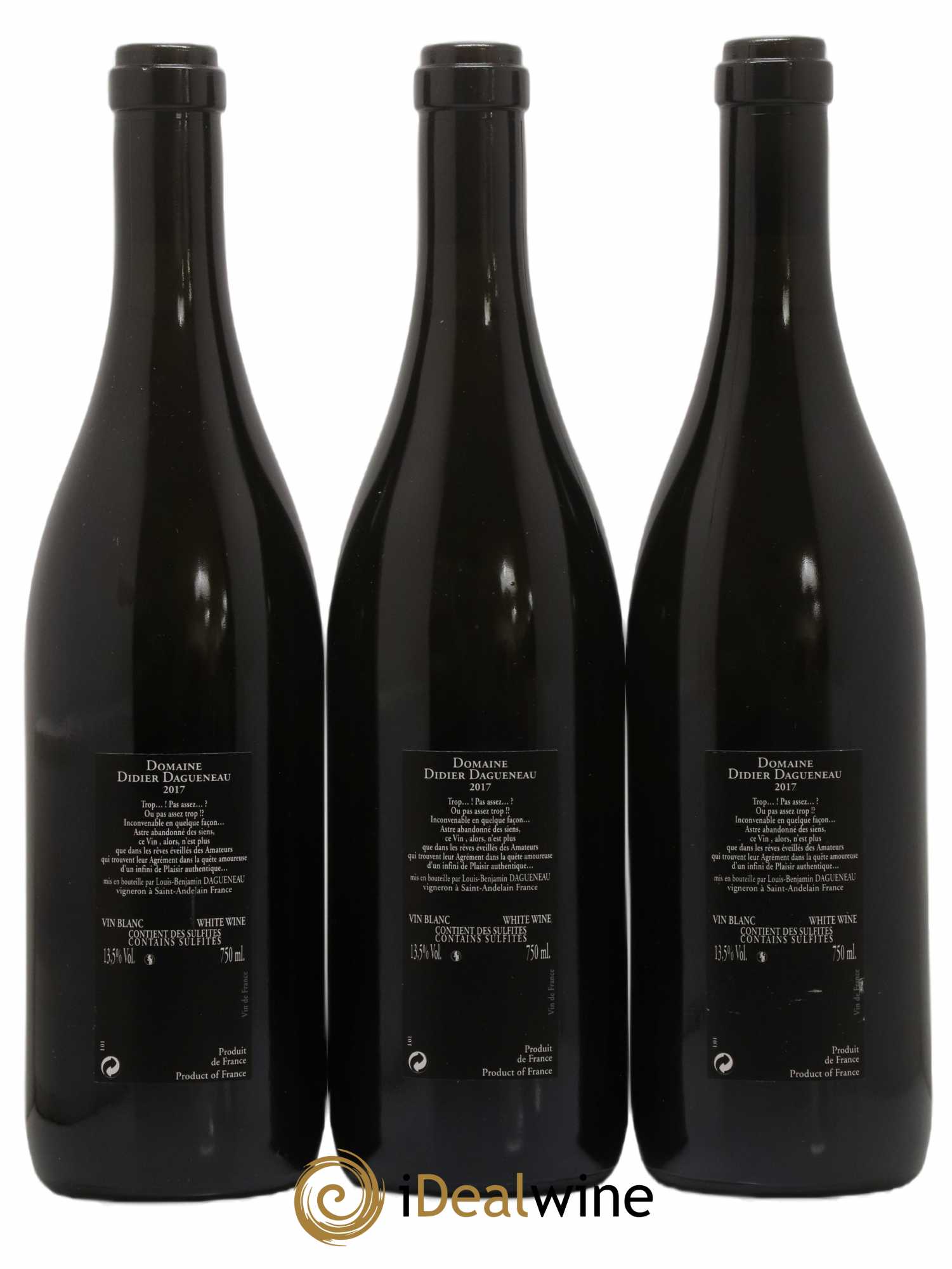 Vin de France (anciennement Pouilly-Fumé) Silex Dagueneau (Domaine Didier - Louis-Benjamin) 2017 - Lot de 3 bouteilles - 1