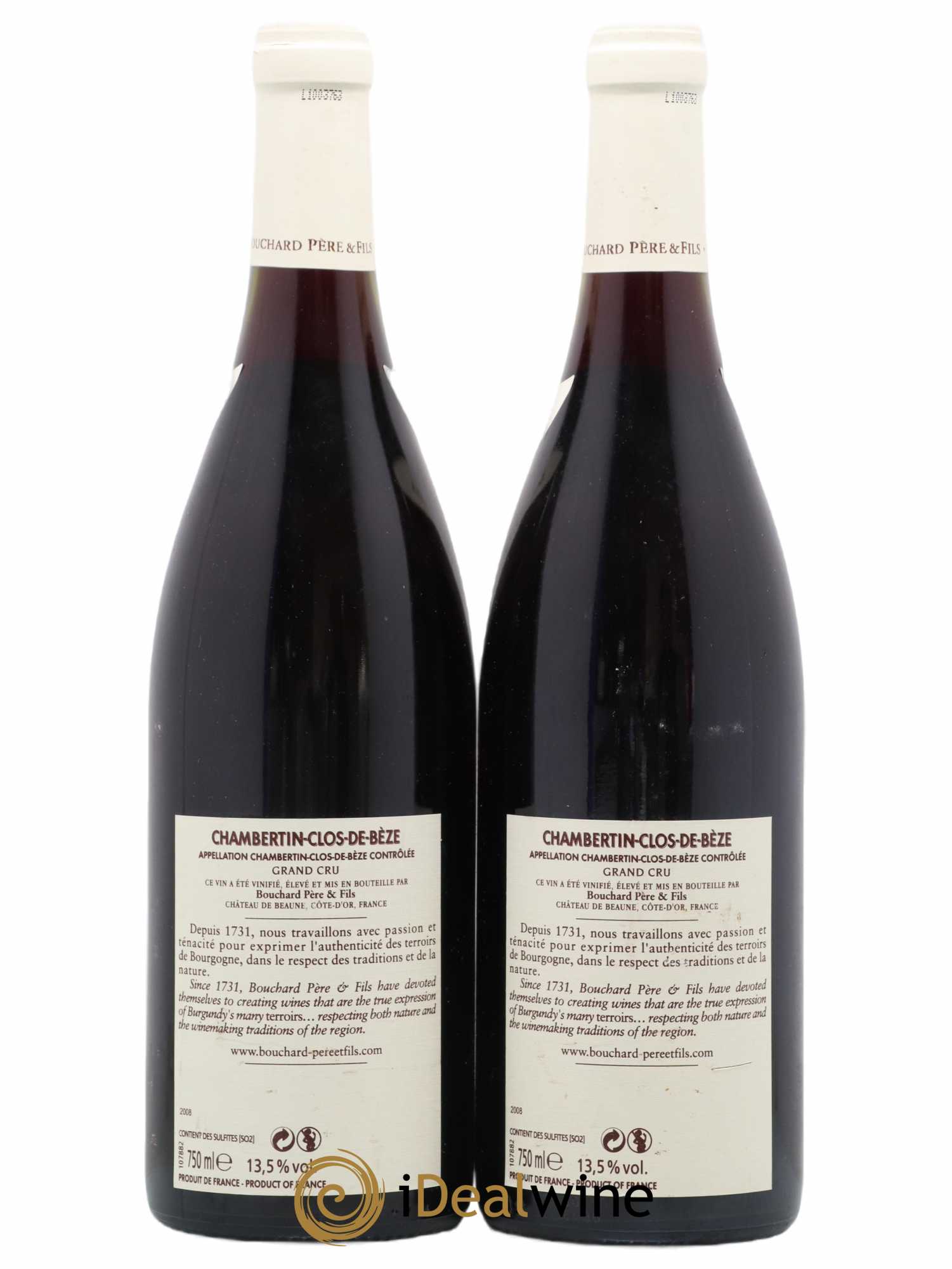 Chambertin Clos de Bèze Grand Cru Bouchard Père & Fils 2008 - Lot of 2 bottles - 1