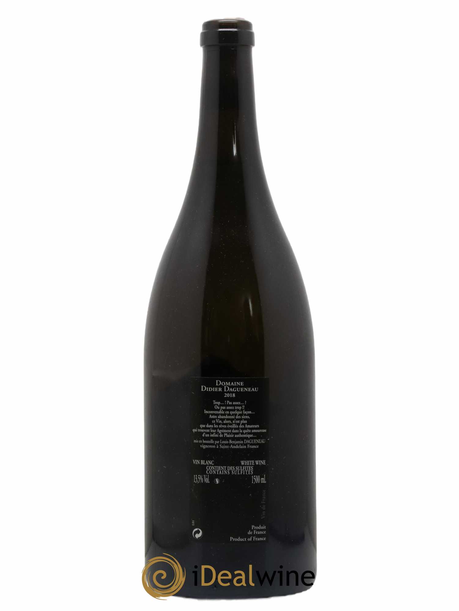 Vin de France (anciennement Pouilly-Fumé) Silex Dagueneau (Domaine Didier - Louis-Benjamin) 2018 - Lot de 1 magnum - 1