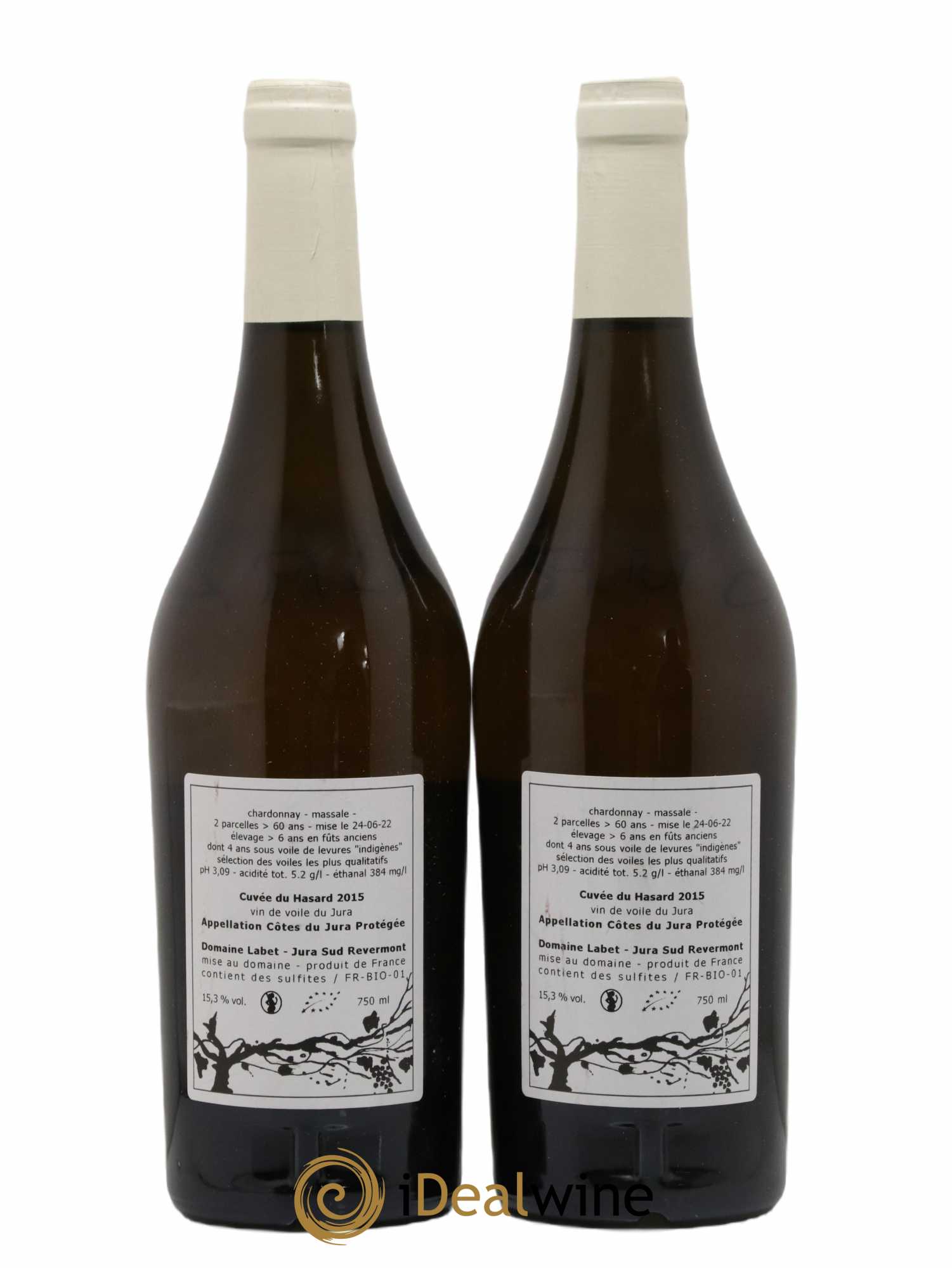 Côtes du Jura Vin de voile Chardonnay du Hasard Romain - Julien - Charline Labet 2015 - Lot of 2 bottles - 1