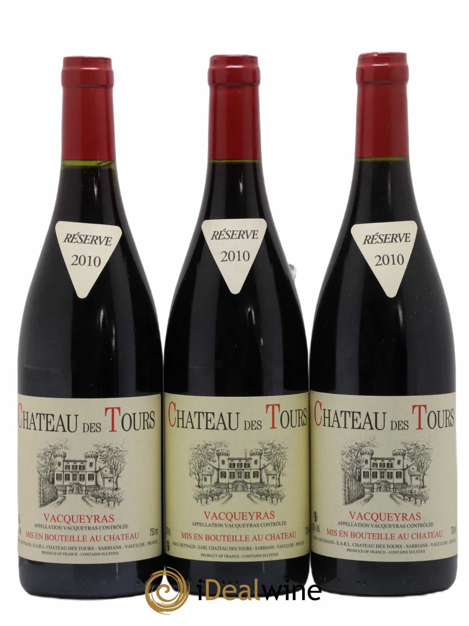 Vacqueyras Château des Tours Emmanuel Reynaud 2010 - Lot de 3 bouteilles - 0