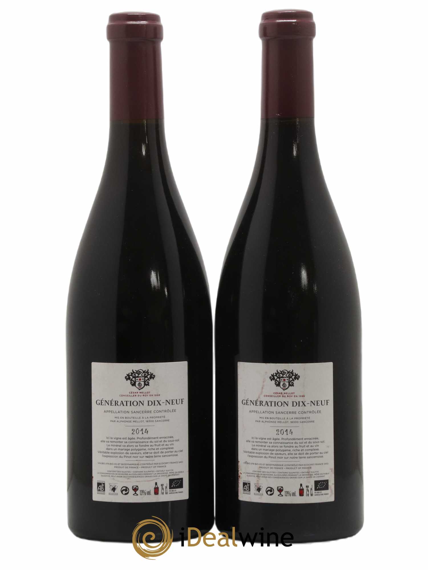 Sancerre Génération XIX Alphonse Mellot 2014 - Lot of 2 bottles - 1