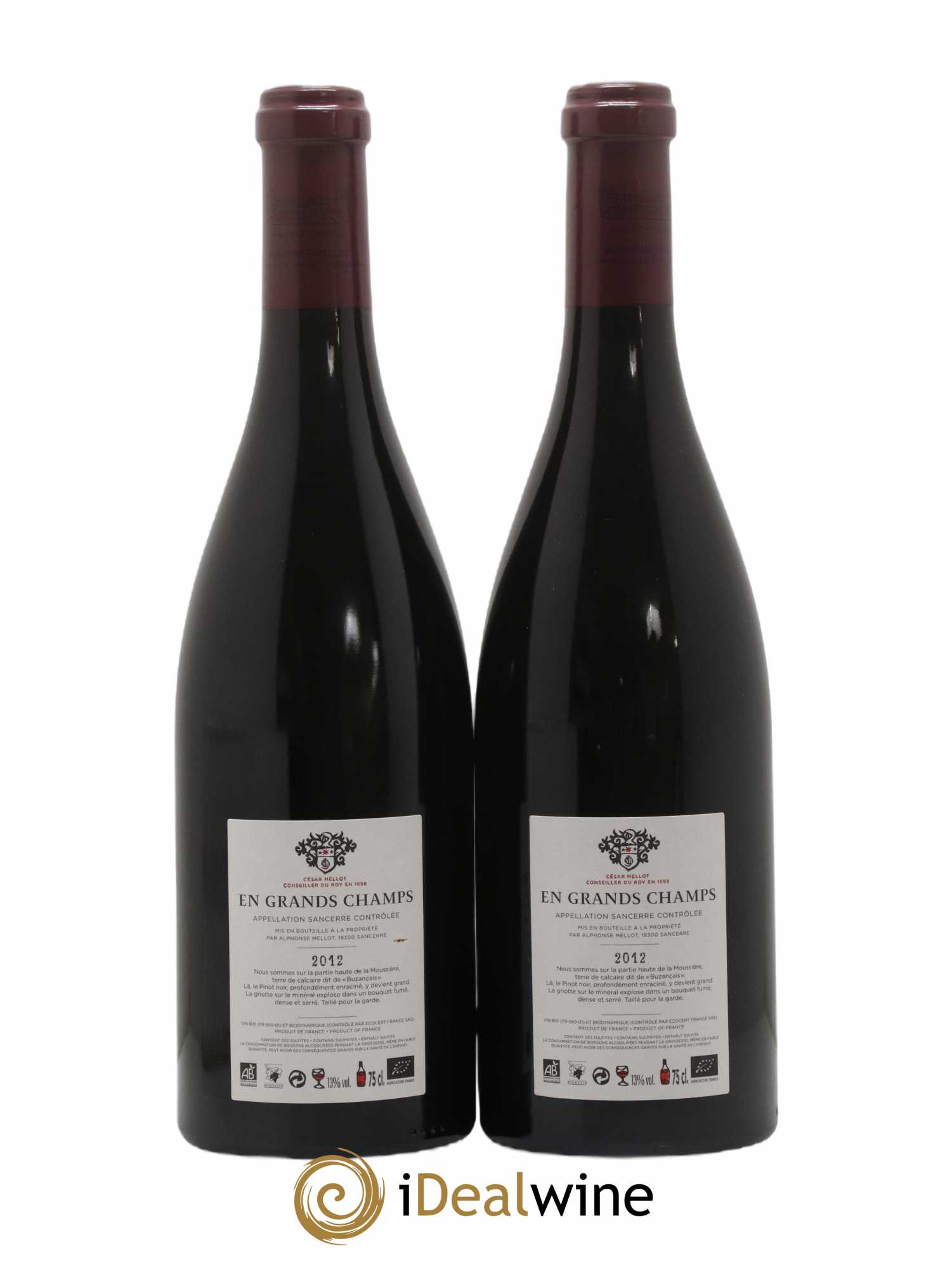 Sancerre En Grands Champs Alphonse Mellot 2012 - Lot of 2 bottles - 1