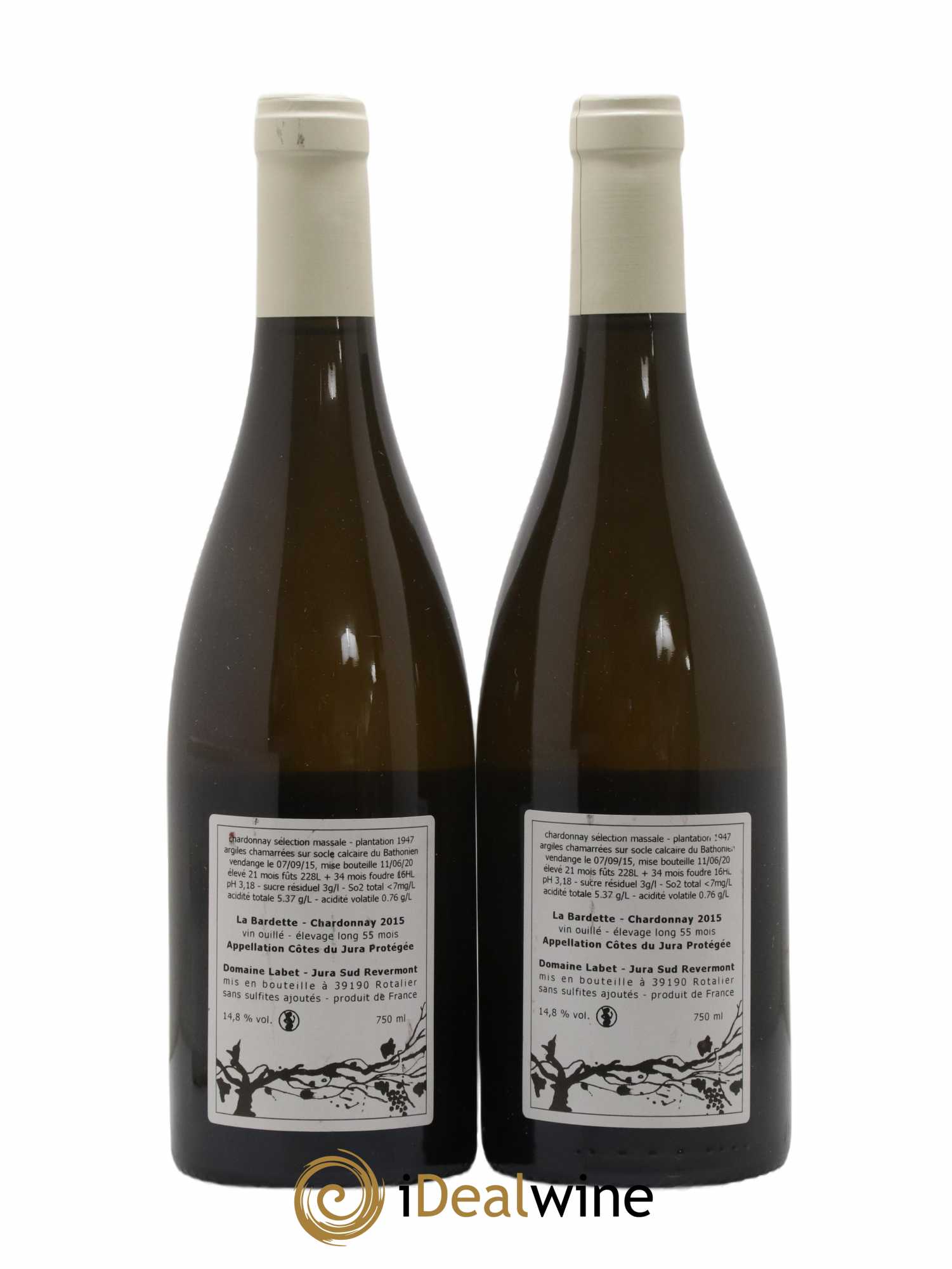 Côtes du Jura Chardonnay La Bardette Romain - Julien - Charline Labet 2015 - Lot de 2 bouteilles - 1