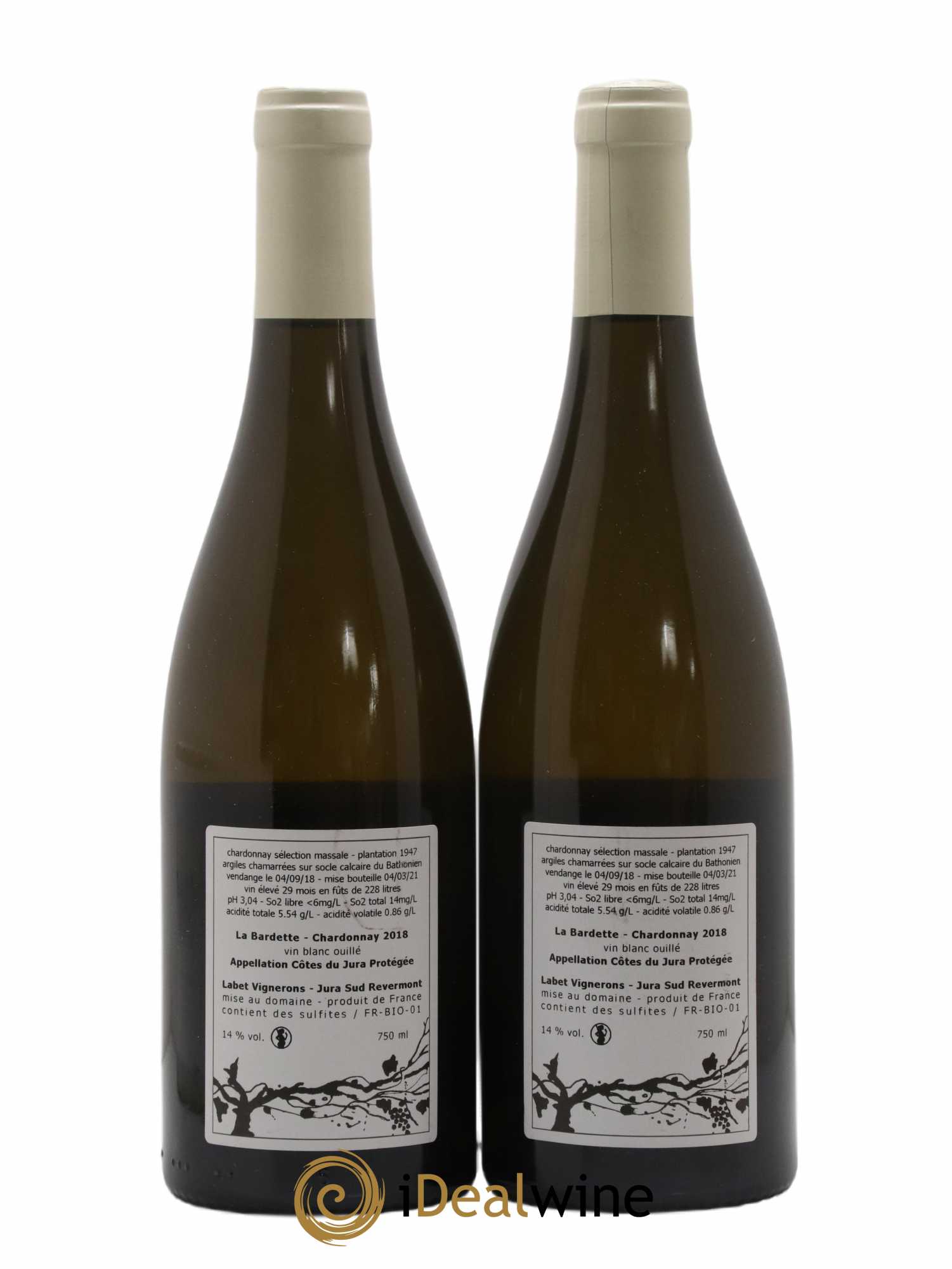 Côtes du Jura Chardonnay La Bardette Romain - Julien - Charline Labet 2018 - Lot de 2 bouteilles - 1