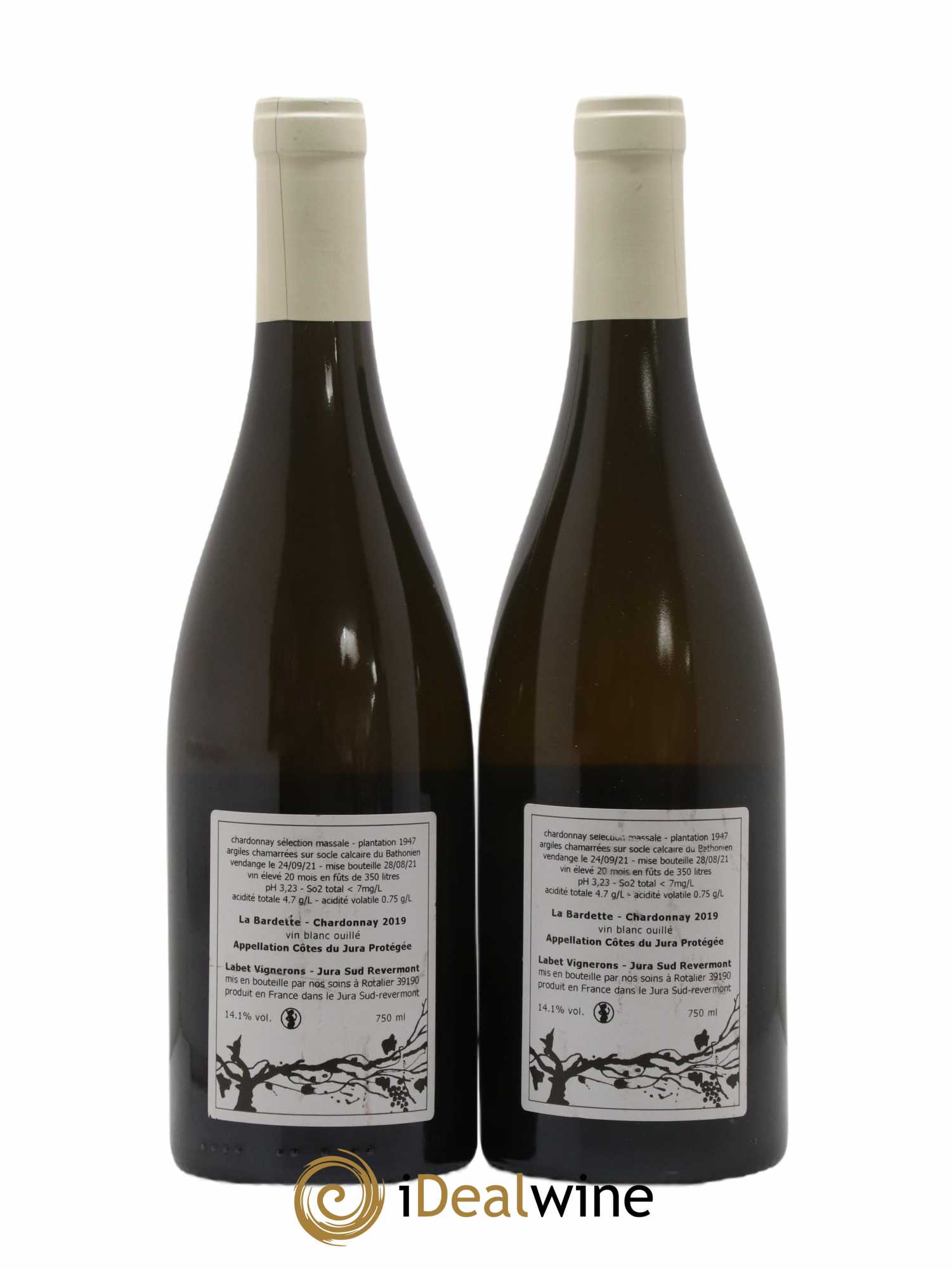 Côtes du Jura Chardonnay La Bardette Romain - Julien - Charline Labet 2019 - Lot de 2 bouteilles - 1