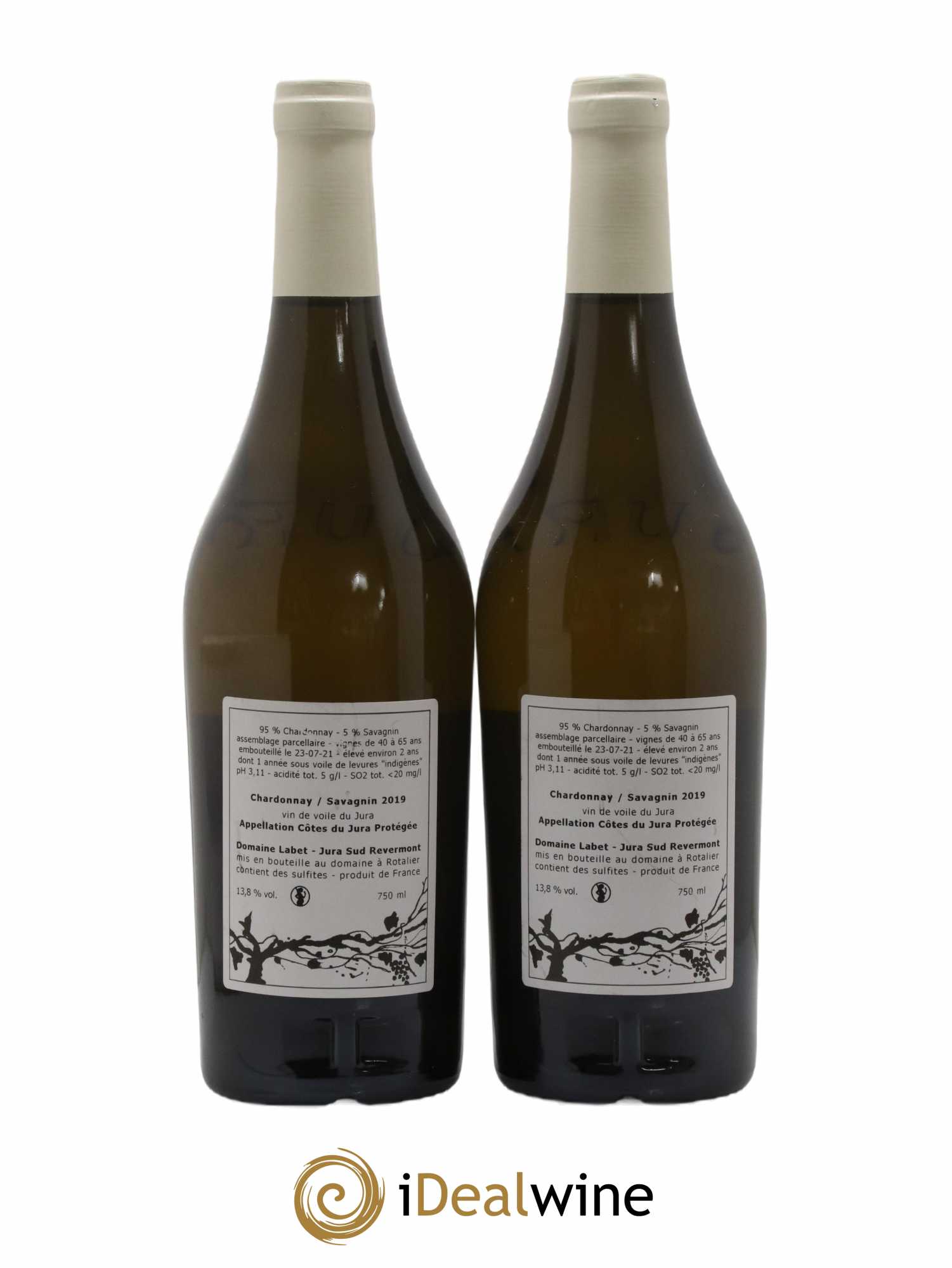 Côtes du Jura Vin de Voile Chardonnay-Savagnin cuvée de garde Romain - Julien - Charline Labet 2019 - Lot de 2 bouteilles - 1
