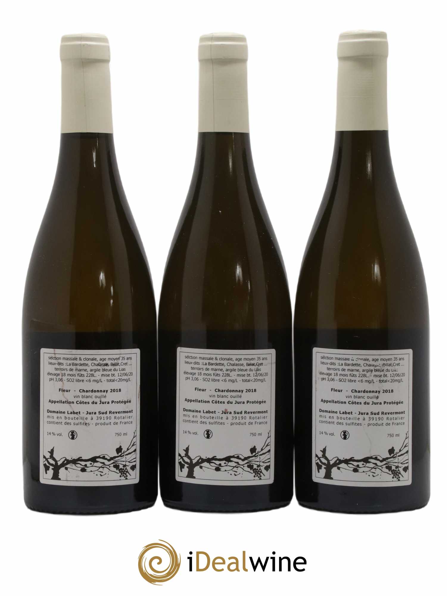 Côtes du Jura Chardonnay Fleur Romain - Julien - Charline Labet 2018 - Lot de 3 bouteilles - 1