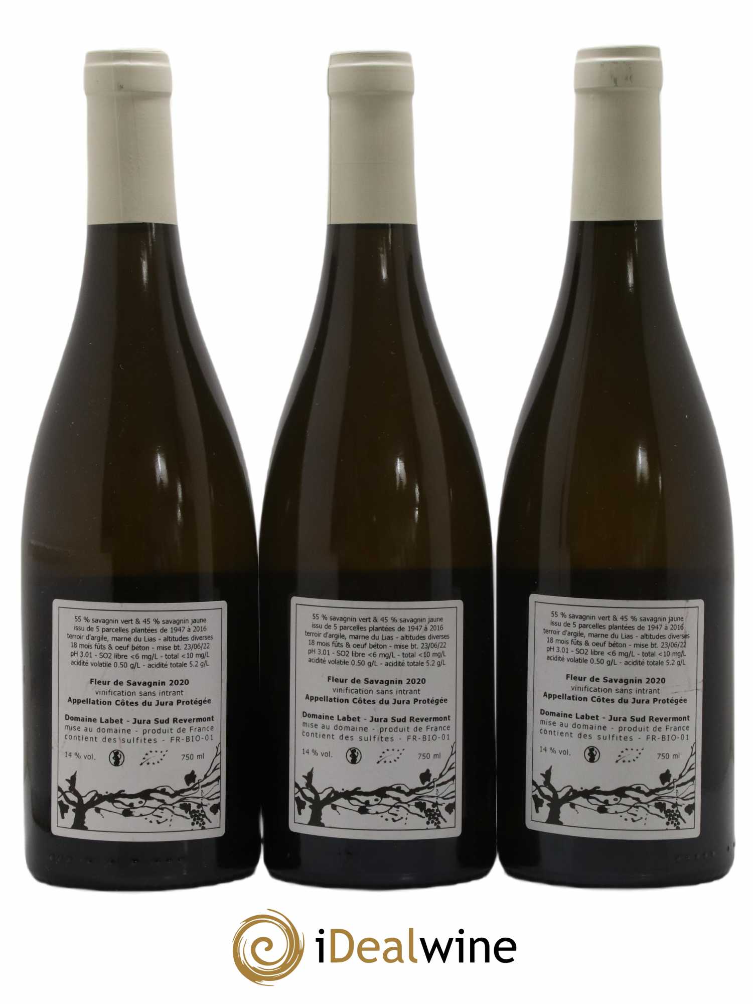 Côtes du Jura Fleur de Savagnin Romain - Julien - Charline Labet 2020 - Lot de 3 bouteilles - 1