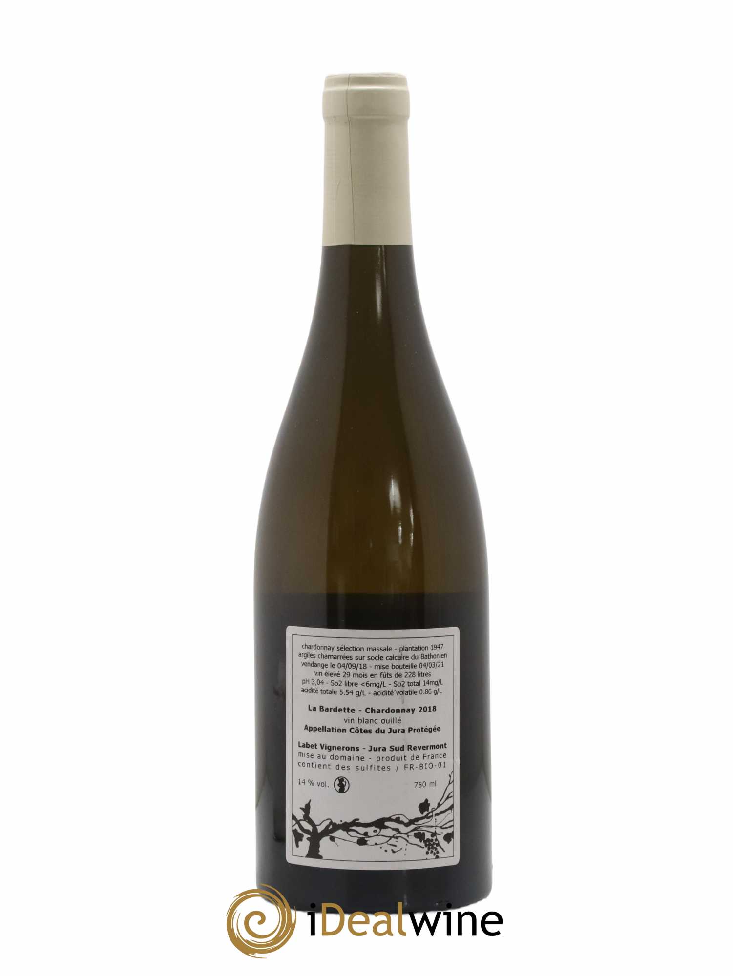 Côtes du Jura Chardonnay La Bardette Romain - Julien - Charline Labet 2018 - Lot de 1 bouteille - 1