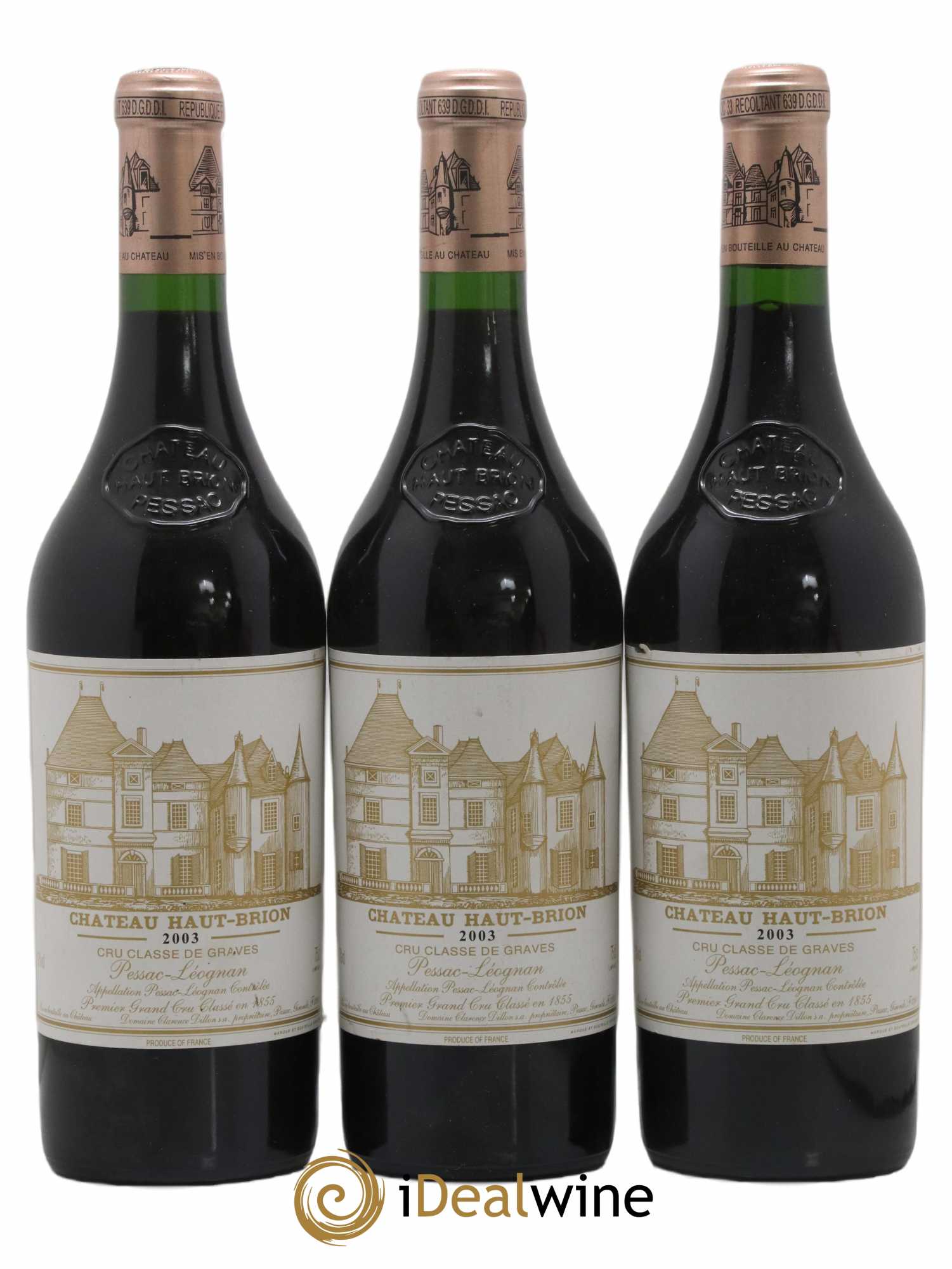 Château Haut Brion 1er Grand Cru Classé 2003 - Lot de 3 bouteilles - 0