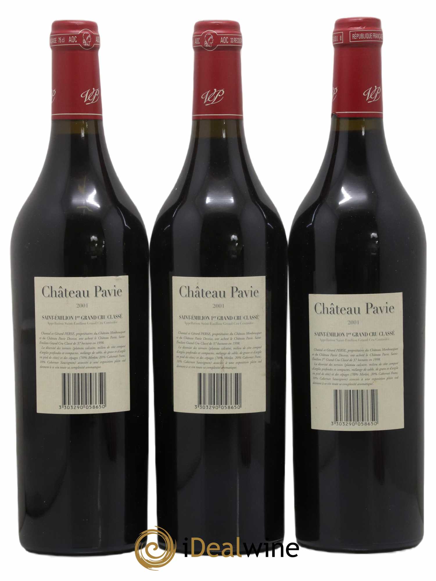 Château Pavie 1er Grand Cru Classé A 2001 - Lot de 3 bouteilles - 1