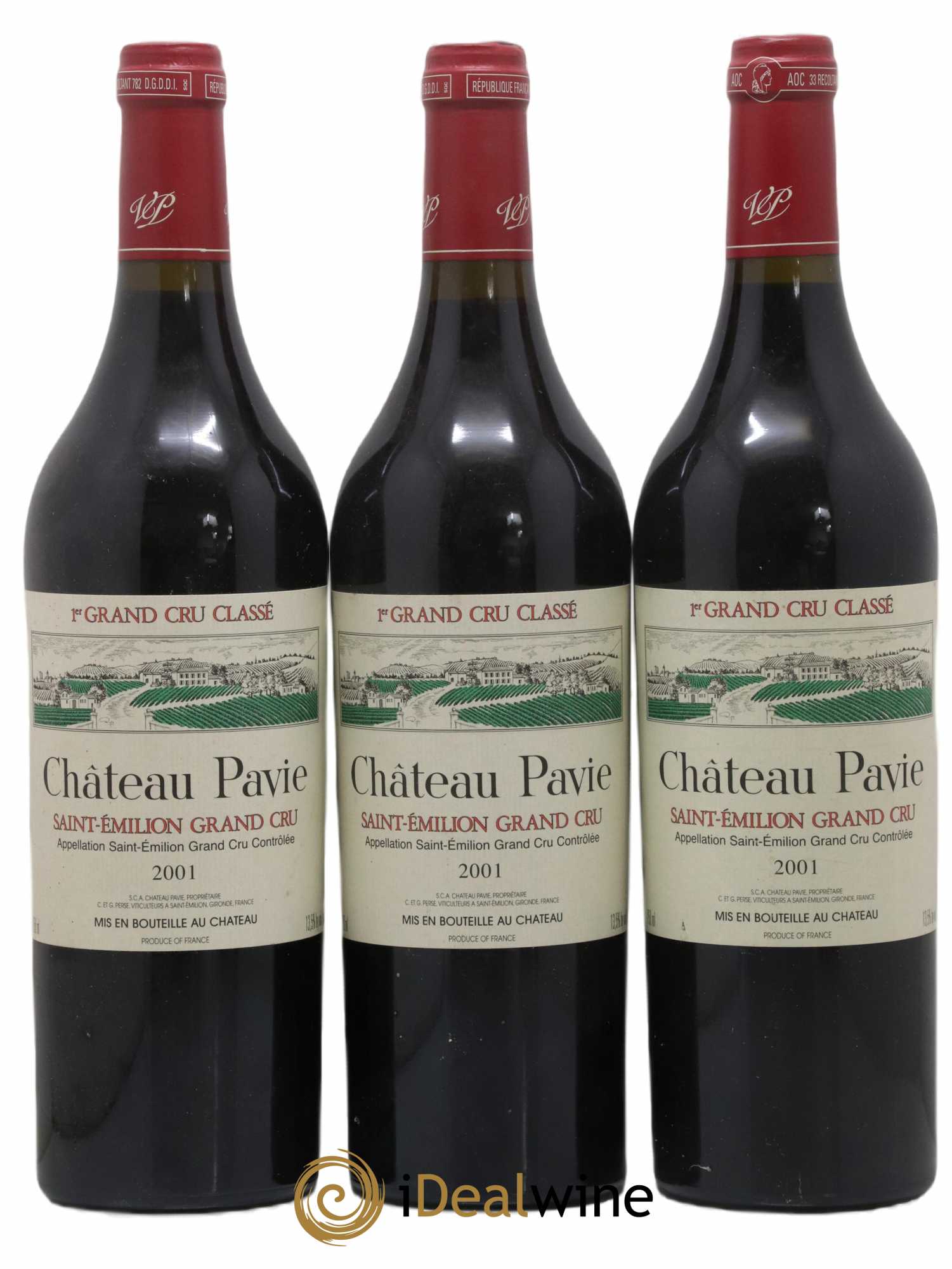 Château Pavie 1er Grand Cru Classé A 2001 - Lot de 3 bouteilles - 0