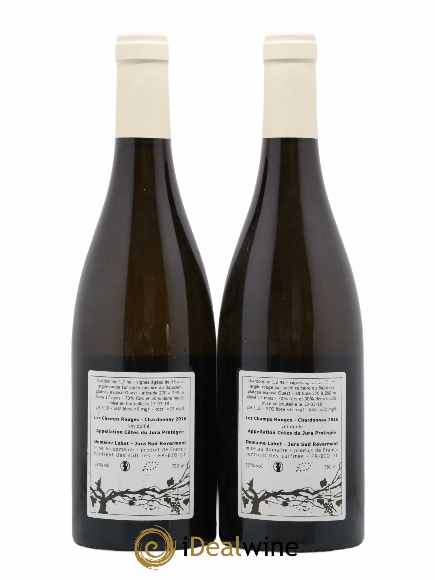 Côtes du Jura Chardonnay Les Champs Rouges Romain - Julien - Charline Labet 2016 - Posten von 2 Flaschen - 1