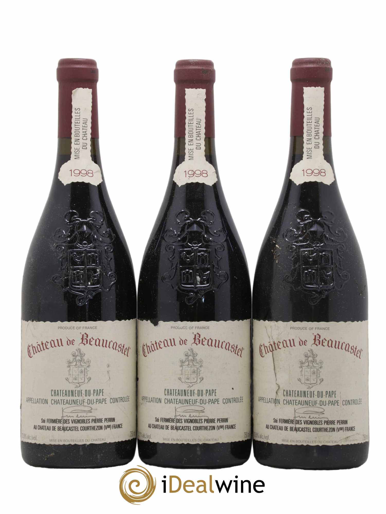 Châteauneuf-du-Pape Château de Beaucastel Famille Perrin 1998 - Lot de 3 bouteilles - 0