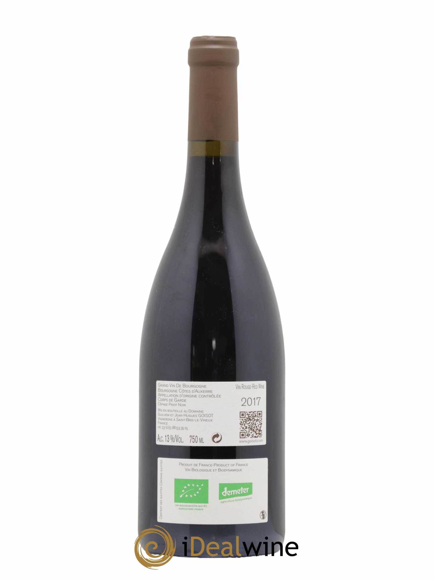 Bourgogne Côtes d'Auxerre Corps de Garde Goisot 2017 - Lot de 1 bouteille - 1