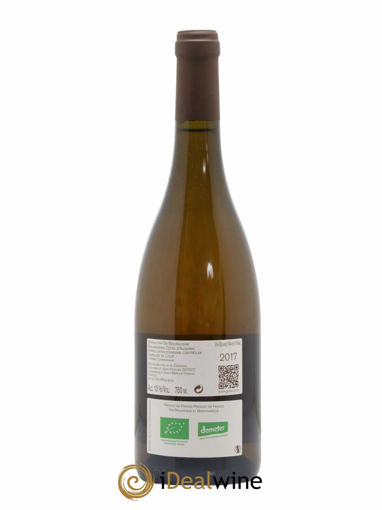 Bourgogne Côtes d'Auxerre Gueules de Loup Goisot 2017 - Lot de 1 bouteille - 1