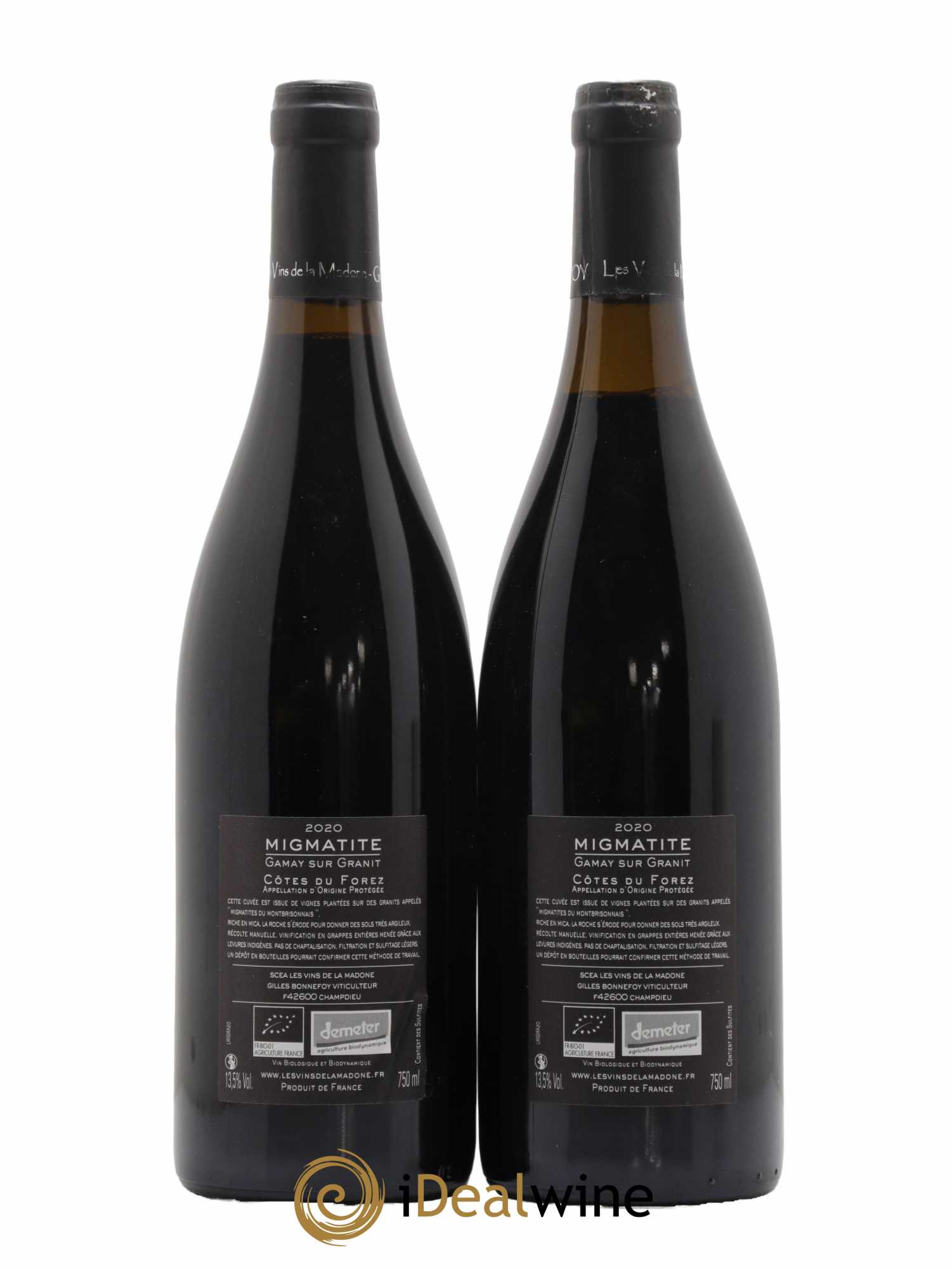 Vin de France Cotes du Forez Les Vins de la Madone Migmatite Gilles Bonnefoy 2020 - Lot de 2 bouteilles - 1