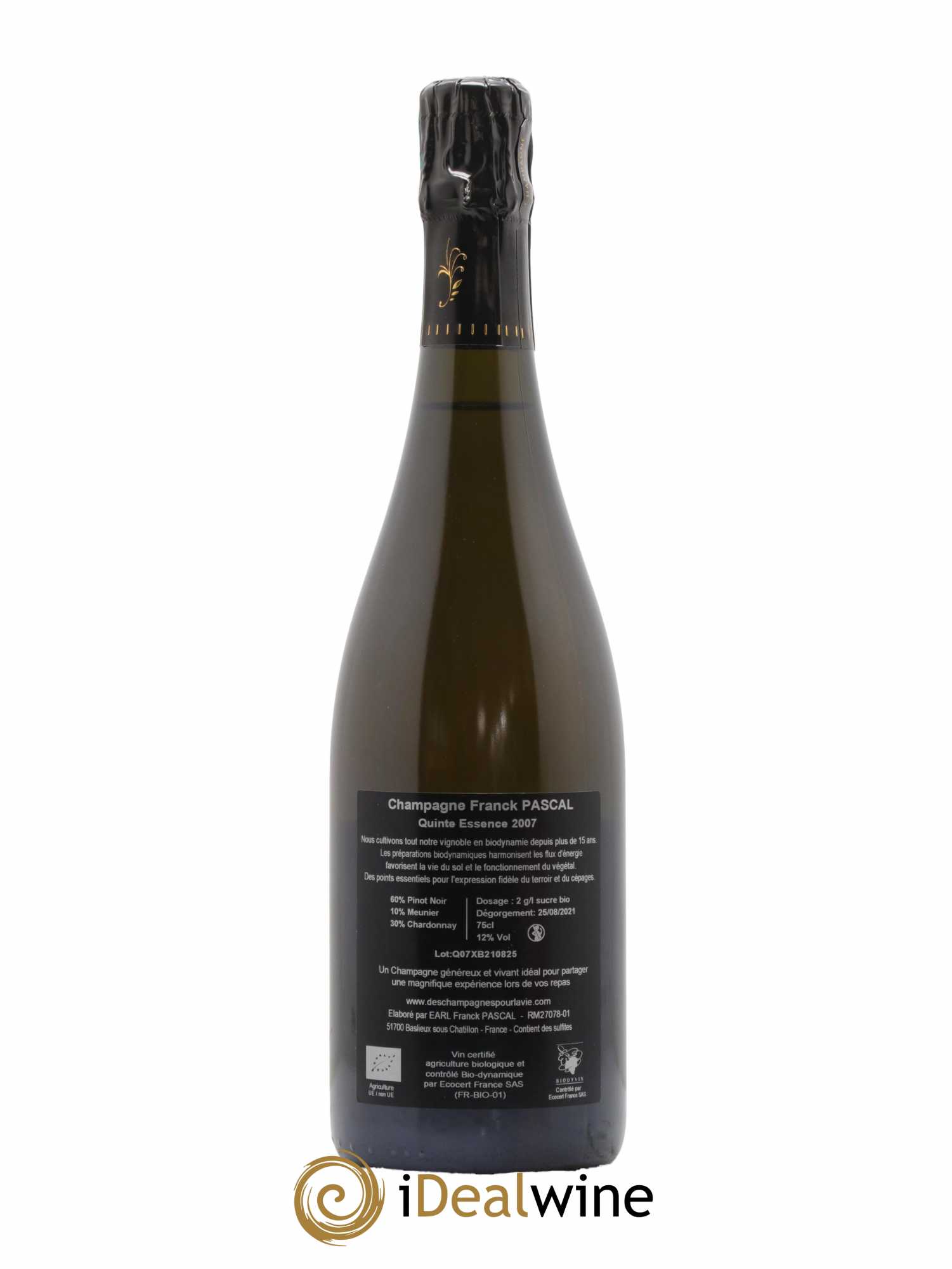 Champagne Quinte Essence Extra Brut Franck Pascal 2007 - Lot de 1 bouteille - 1