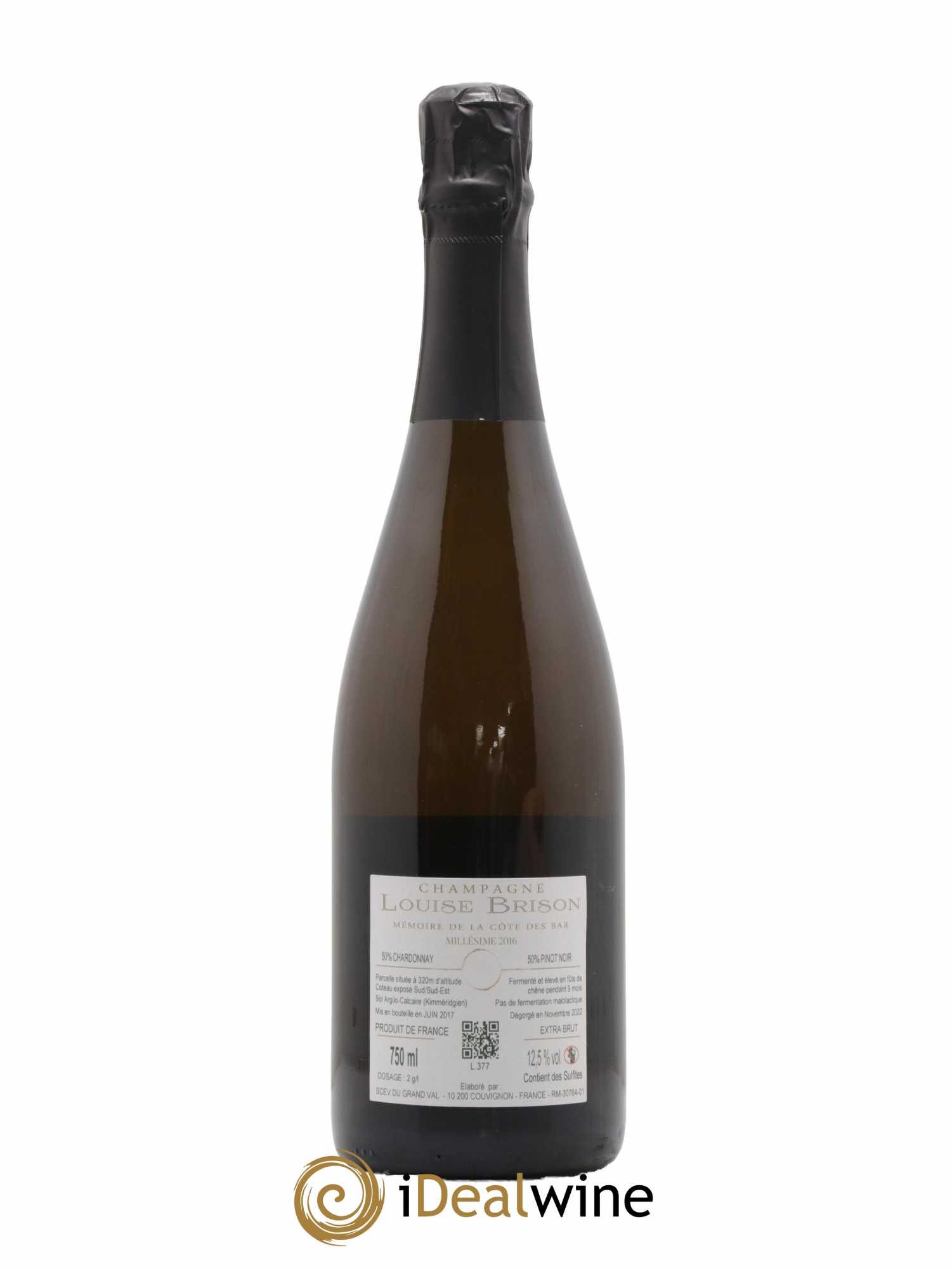 Champagne A l'Aube de la Côte des Bar Domaine Louise Brison 2016 - Lot de 1 bouteille - 1