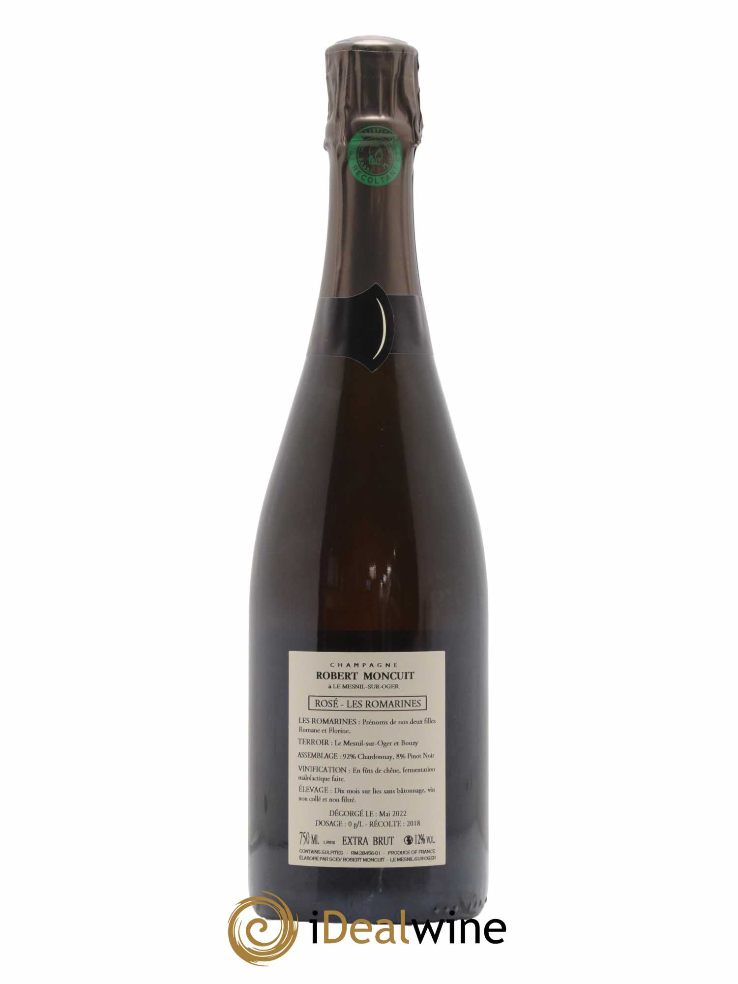 Champagne - Grand Cru Les Romarines Domaine Robert Moncuit 2018 - Lot de 1 bouteille - 1