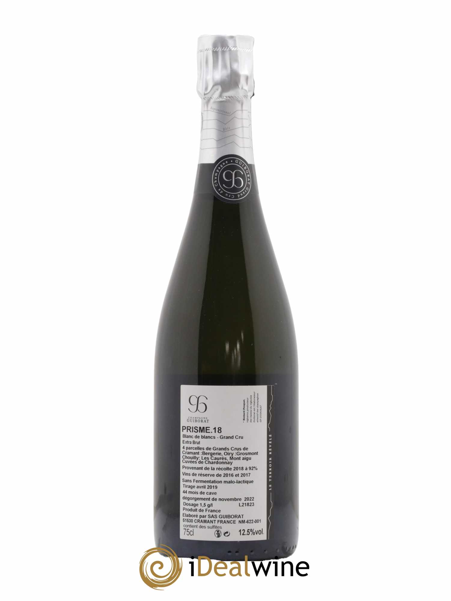 Champagne Extra Brut Grand Cru Blanc de Blancs Prisme Domaine Guiborat - Lot de 1 bouteille - 1