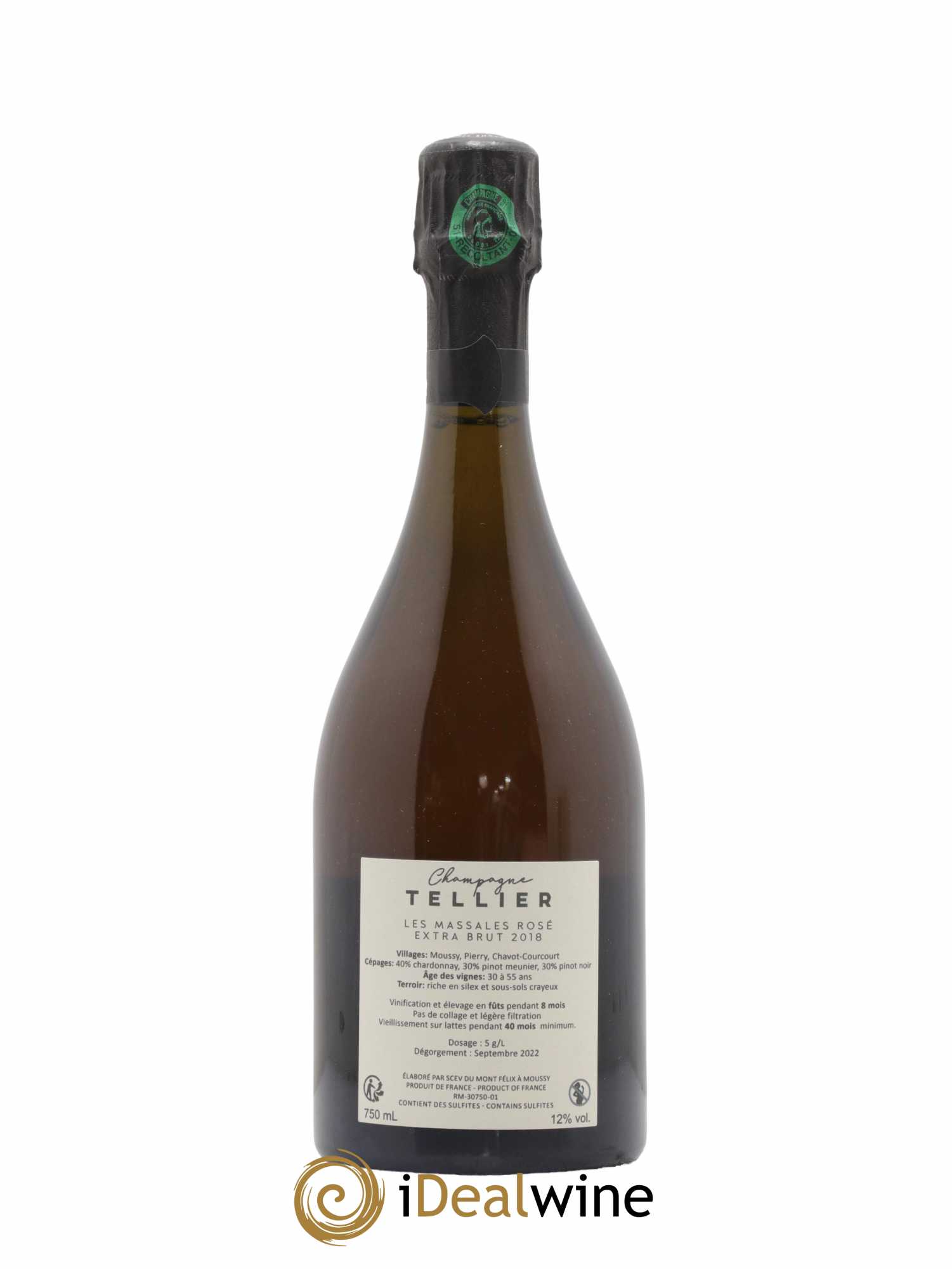 Champagne - Extra Brut Les Massales Domaine Tellier 2018 - Lot de 1 bouteille - 1