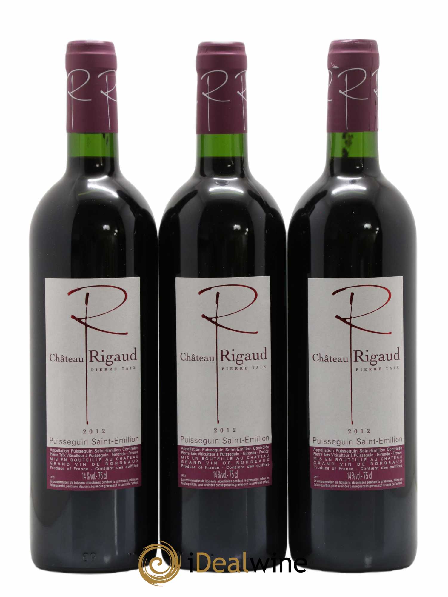 Puisseguin Saint-Émilion Château Rigaud (sans prix de réserve) 2012 - Lot de 6 bouteilles - 1