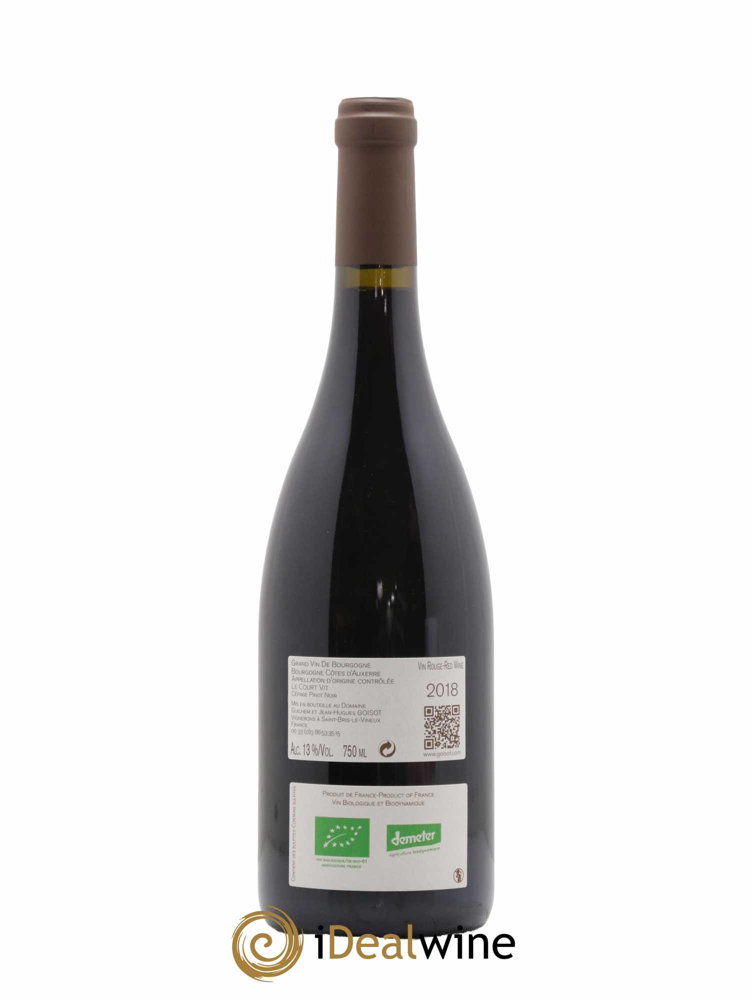 Bourgogne Côtes d'Auxerre Le Court Vit Goisot 2018 - Lot de 1 bouteille - 1