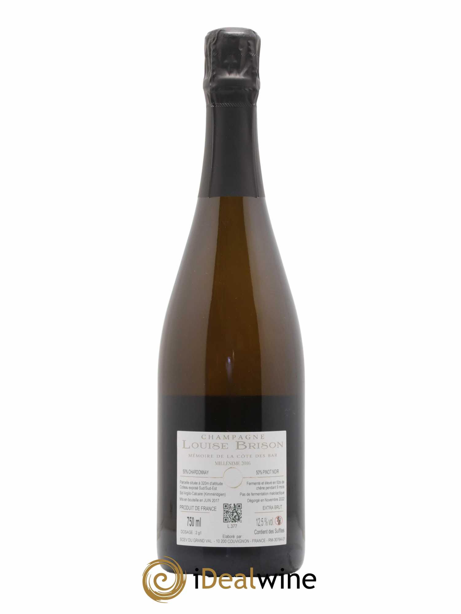 Champagne Extra Brut A l'Aube de la Côte des Bars Louise Brison 2016 - Lot de 1 bouteille - 1