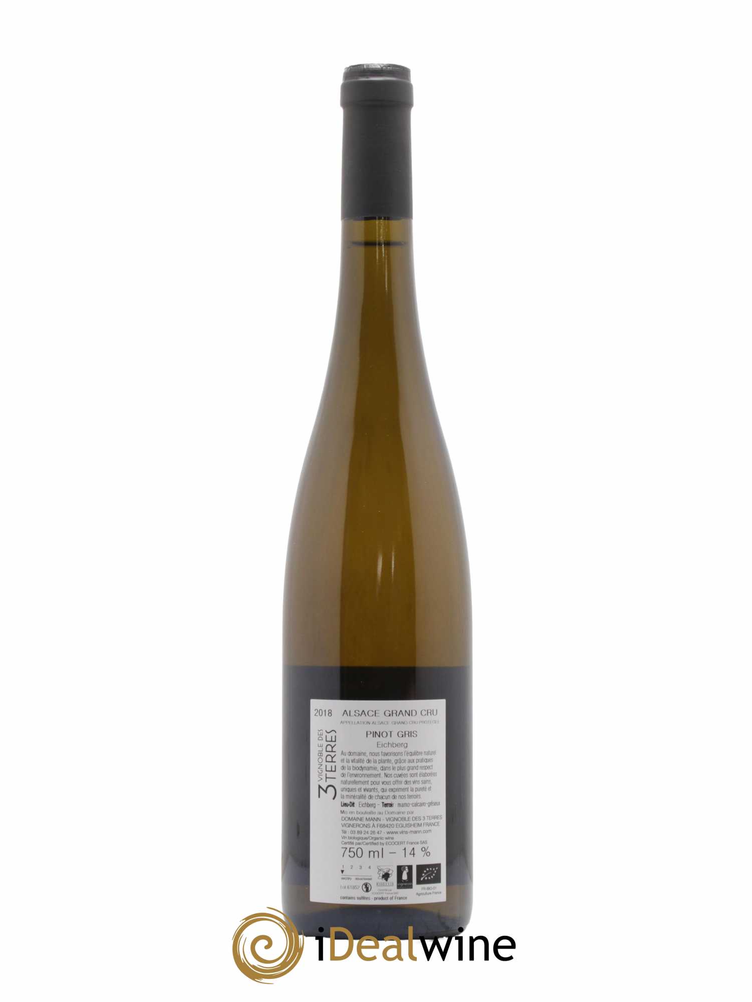 Alsace Grand Cru Pinot Gris Eichberg Vignoble des 3 Terres Domaine Mann 2018 - Lot de 1 bouteille - 1