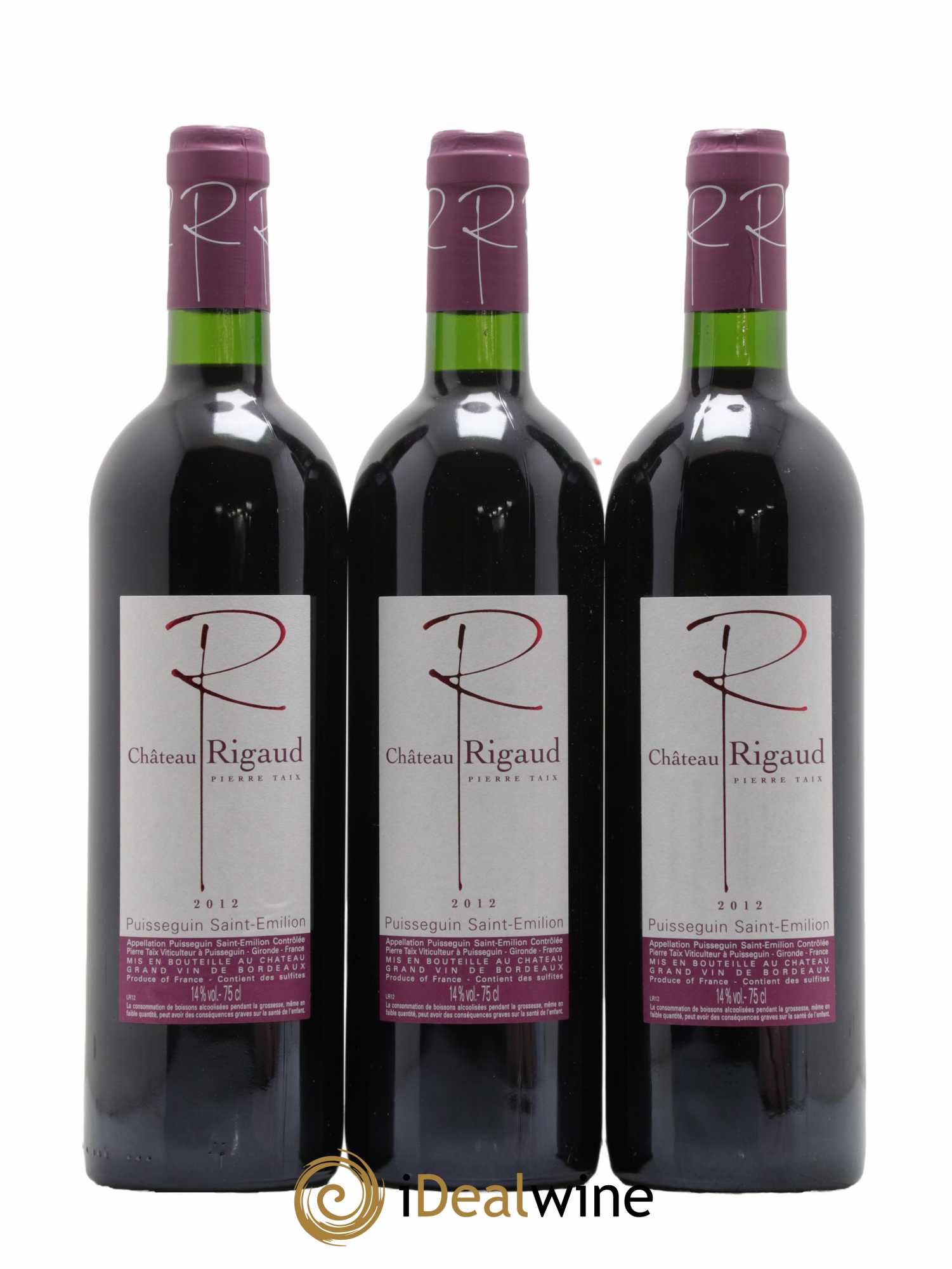 Puisseguin Saint-Émilion Château Rigaud 2012 - Lot de 3 bouteilles - 0