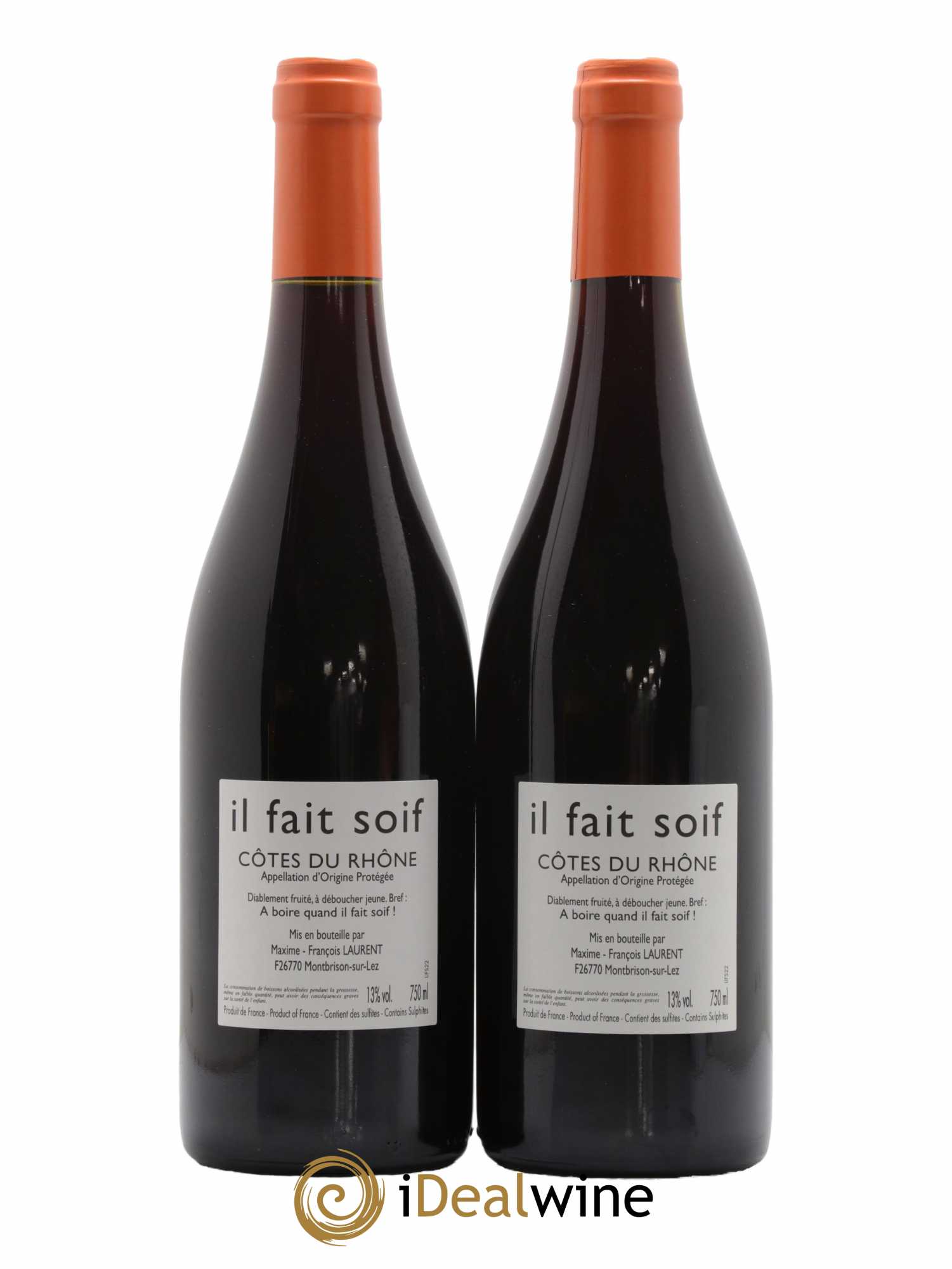 Côtes-du-Rhône Il Fait Soif Maxime-François Laurent (Gramenon) 2022 - Lot de 2 bouteilles - 1