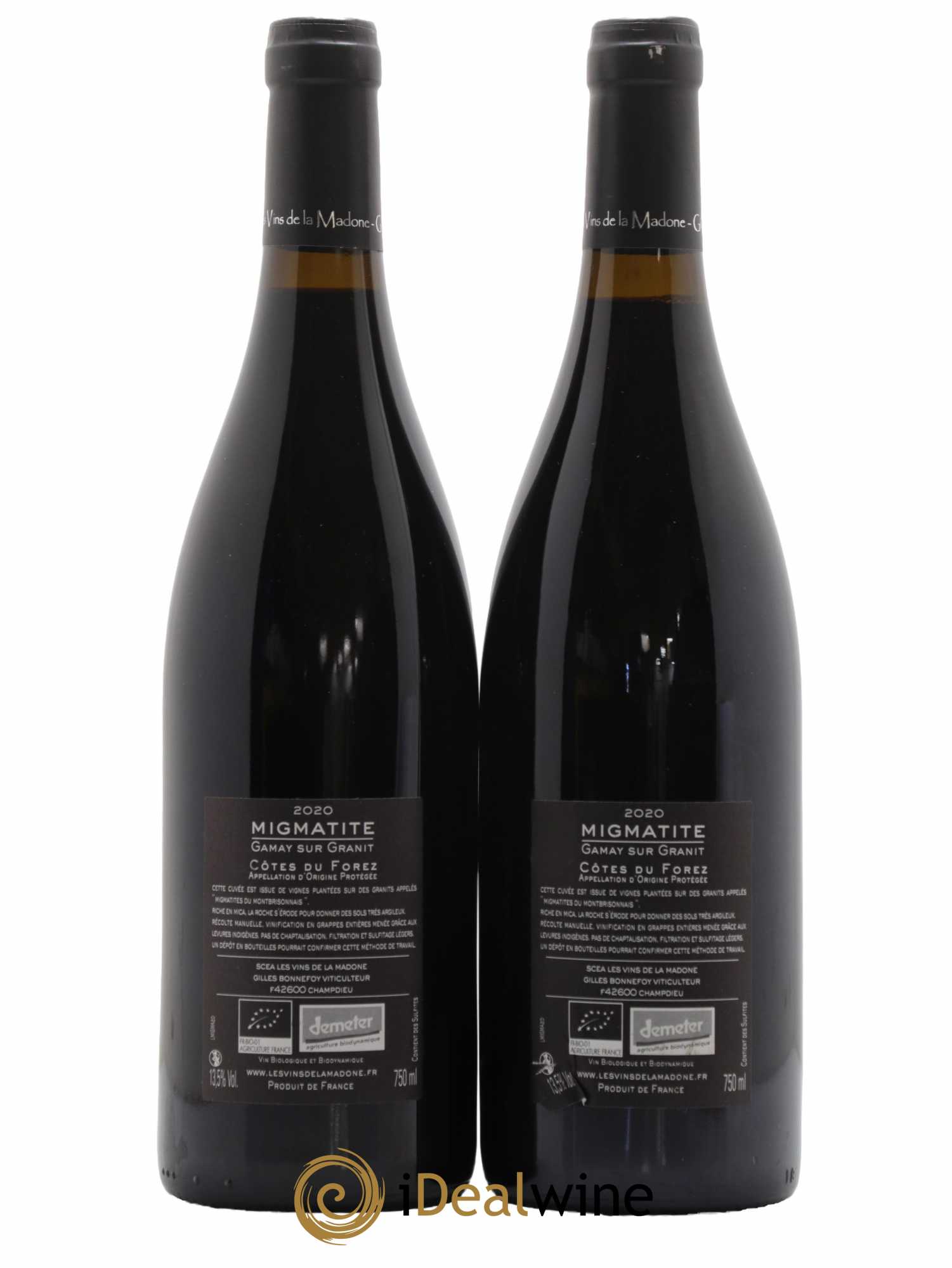 Divers Côtes du Forez Migmatite Les Vins de la Madone Domaine Gilles Bonnefoy 2020 - Lot de 2 bouteilles - 1