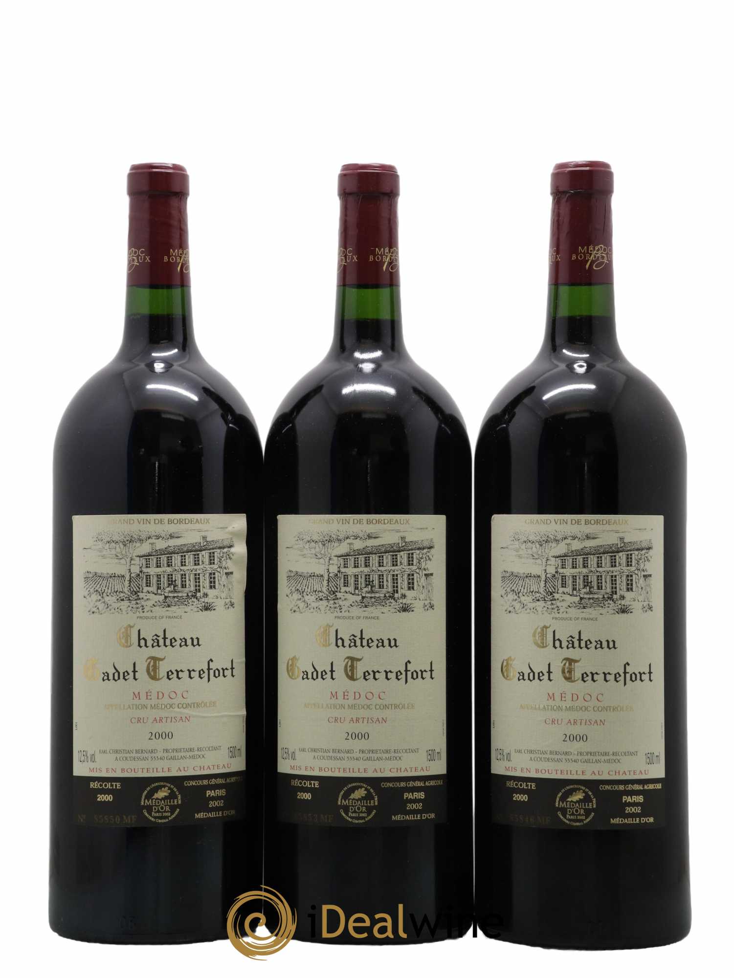 Médoc Château Gadet Terrefort 2000 - Lot de 3 magnums - 0