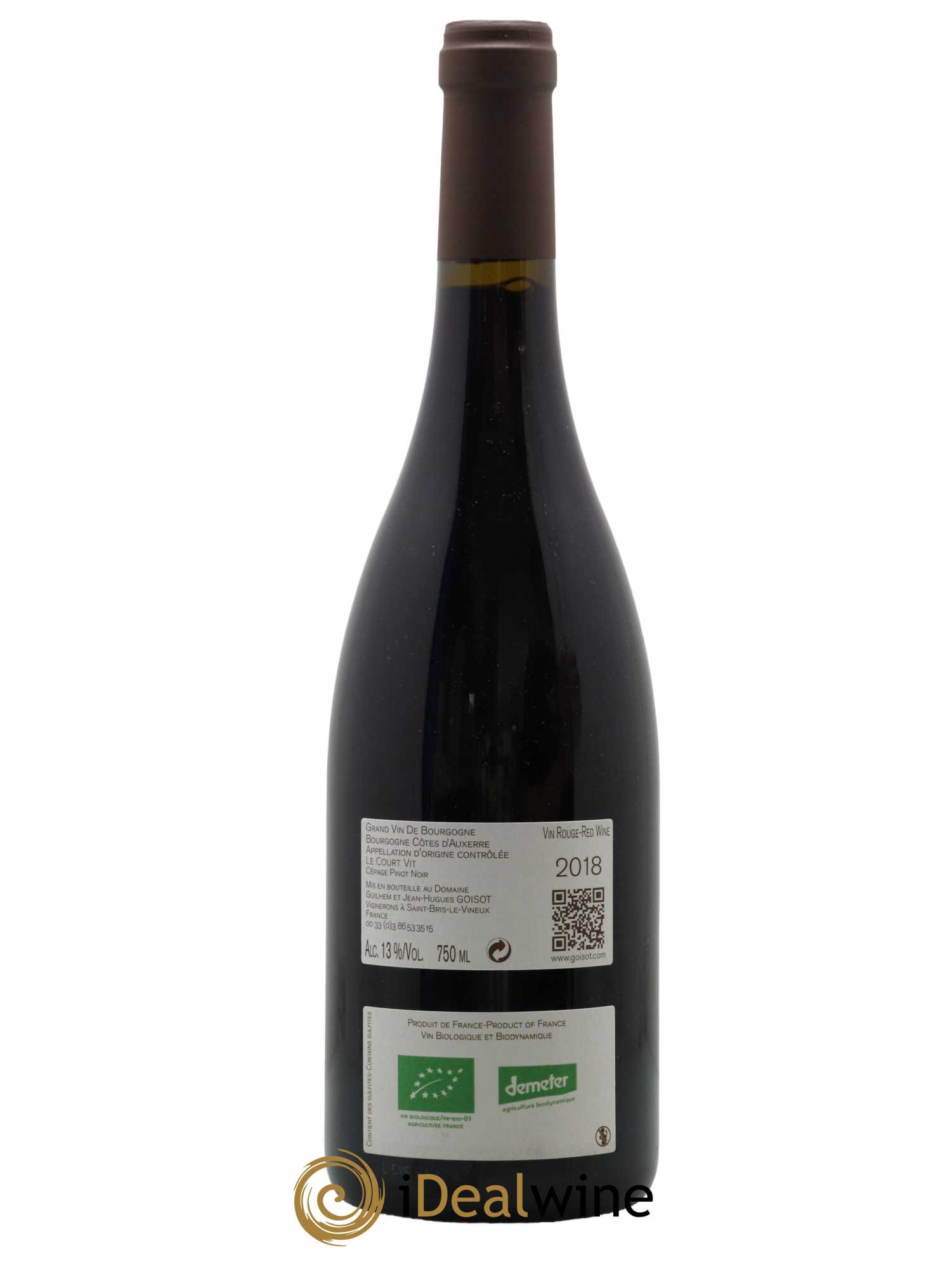 Bourgogne Côtes d'Auxerre Le Court Vit Goisot 2018 - Lot of 1 bottle - 1