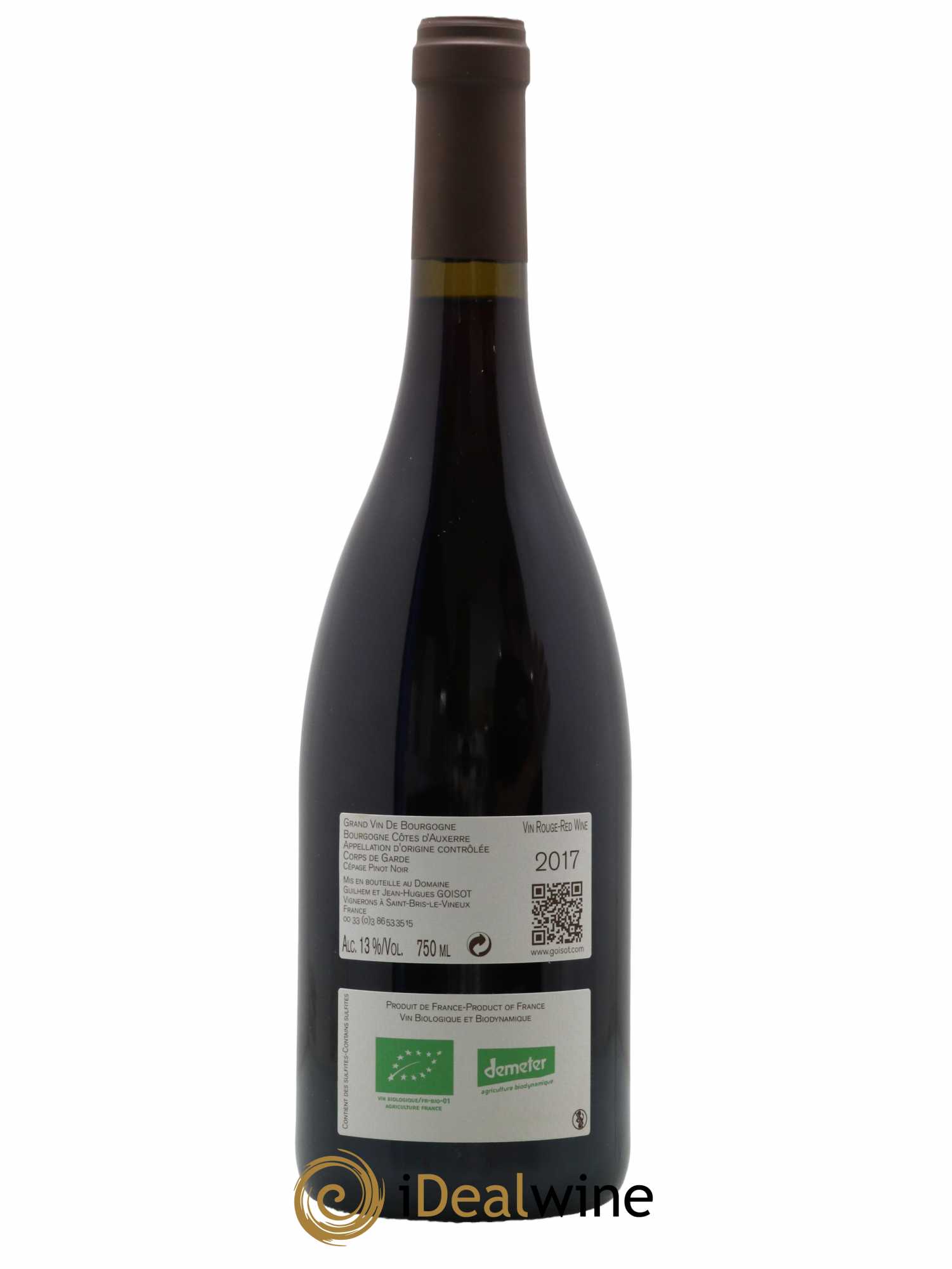 Bourgogne Côtes d'Auxerre Corps de Garde Goisot 2017 - Lot de 1 bouteille - 1