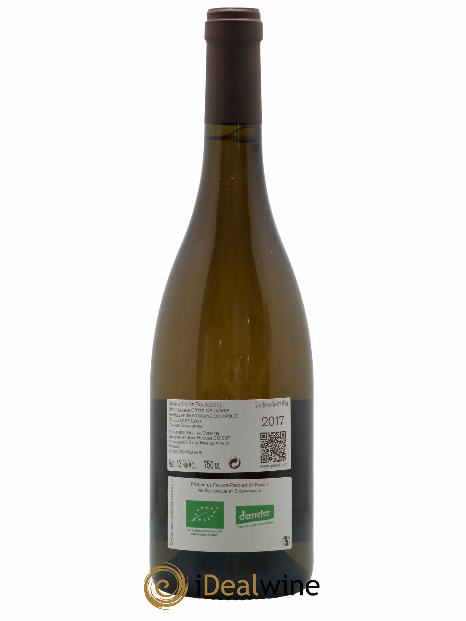 Bourgogne Côtes d'Auxerre Gueules de Loup Goisot 2017 - Lot de 1 bouteille - 1