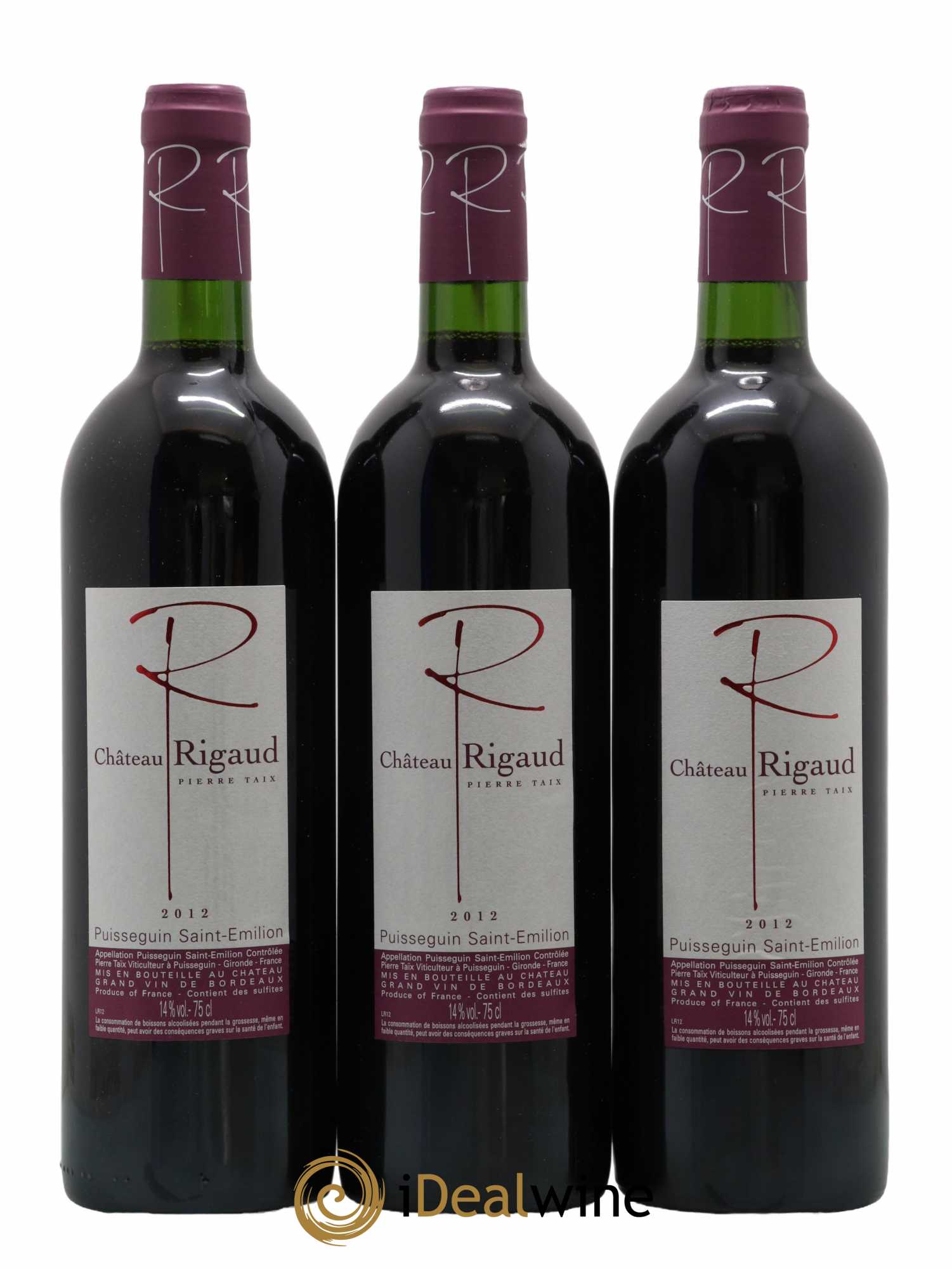 Puisseguin Saint-Émilion Château Rigaud 2012 - Lot de 3 bouteilles - 0