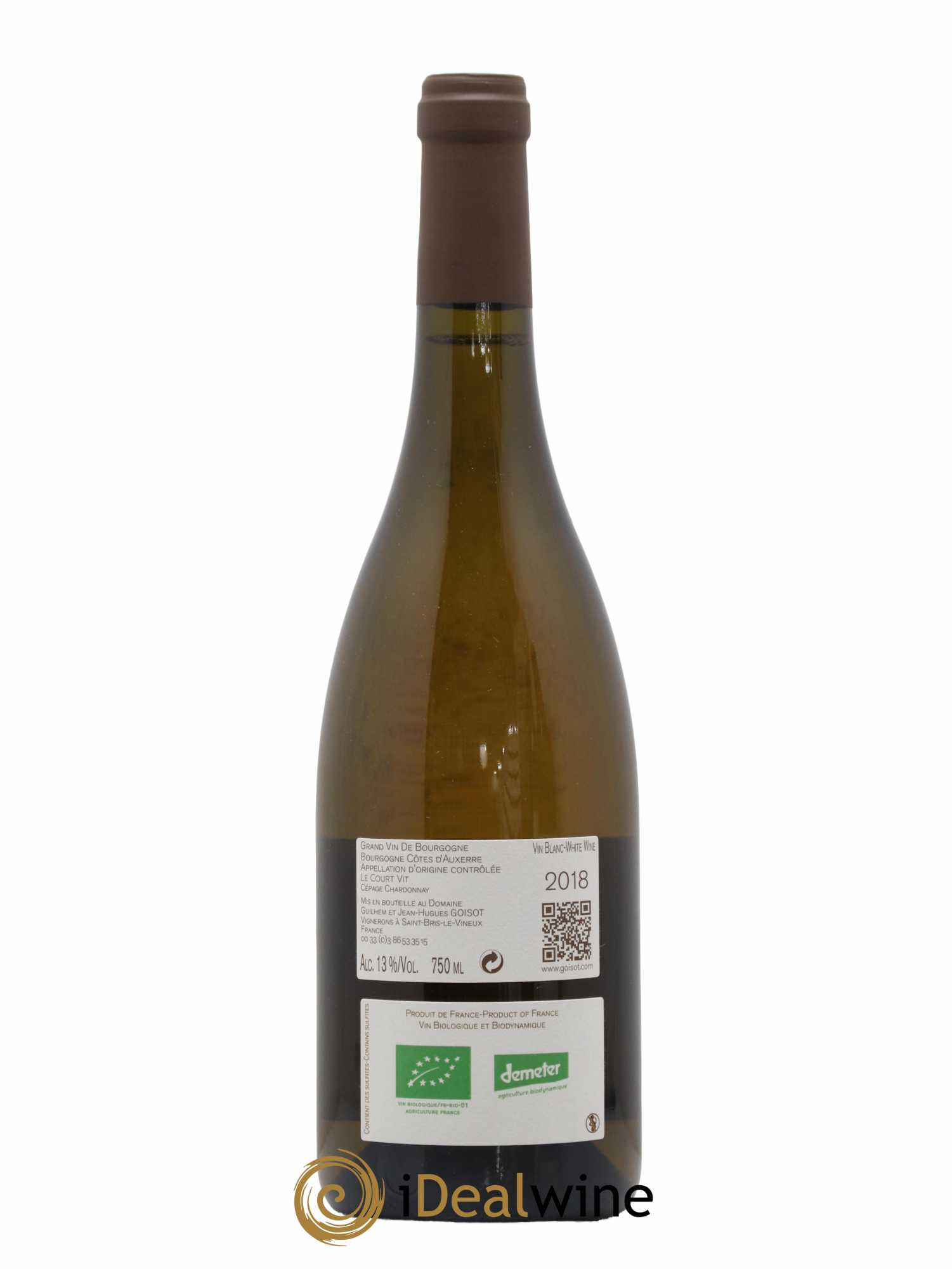 Bourgogne Côtes d'Auxerre Le Court Vit Goisot 2018 - Lot de 1 bouteille - 1