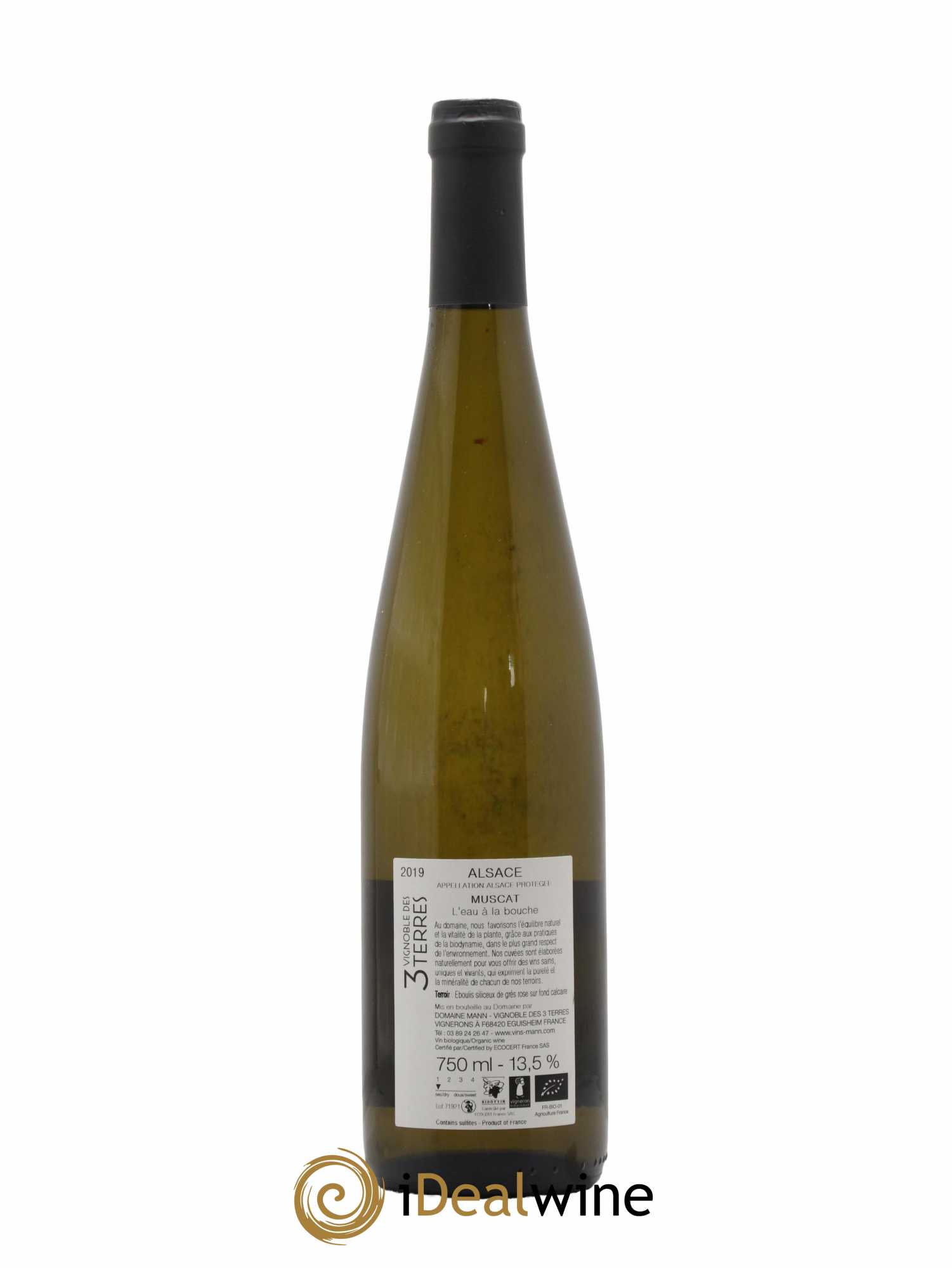 Alsace Muscat L'Eau à la Bouche Vignoble Des 3 Terres Domaine Mann 2019 - Lot de 1 bouteille - 1