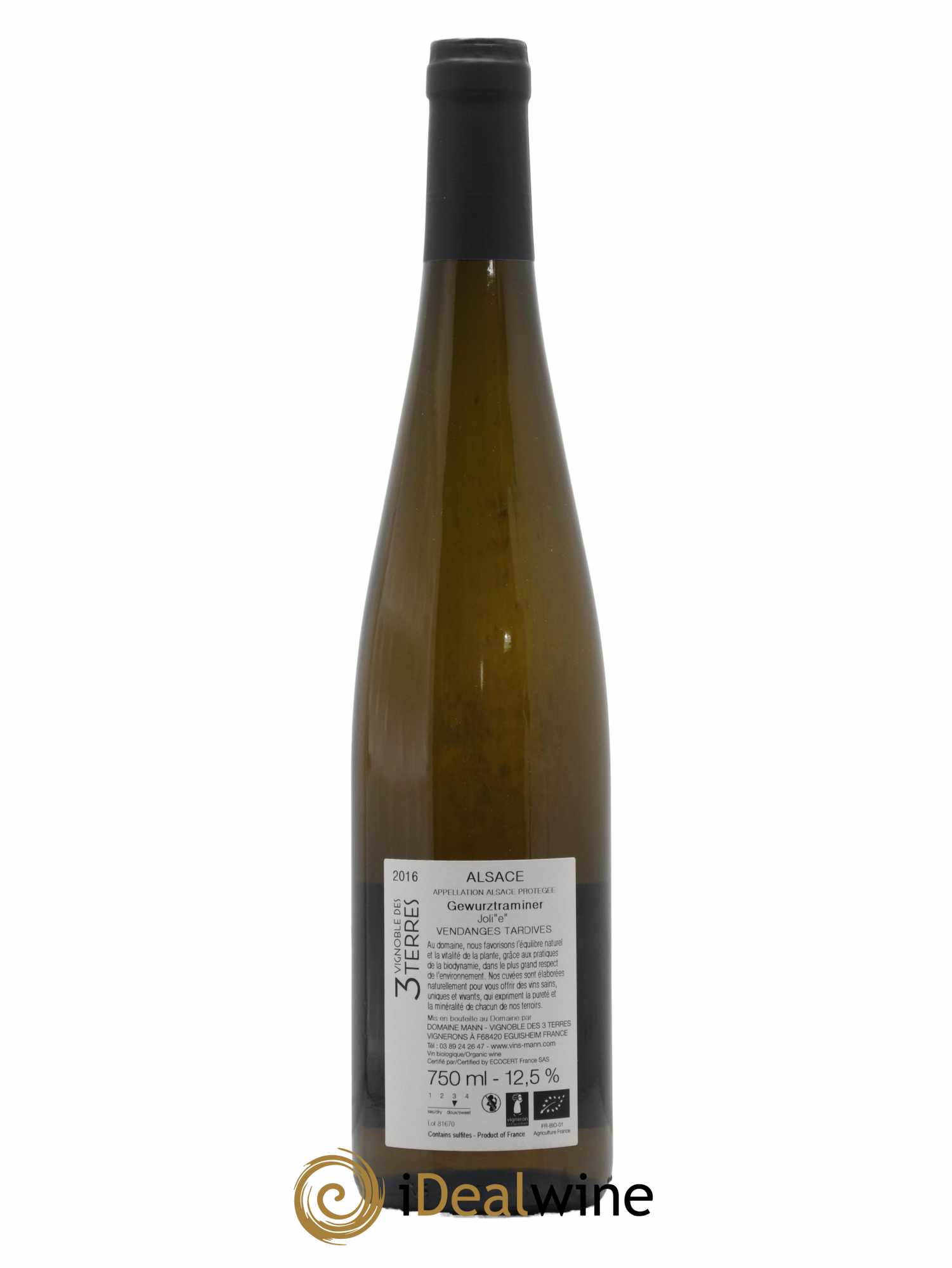 Alsace Gewurztraminer Joli"e" Vendanges Tardives Vignoble Des 3 Terres Domaine Mann 2016 - Lotto di 1 bottiglia - 1