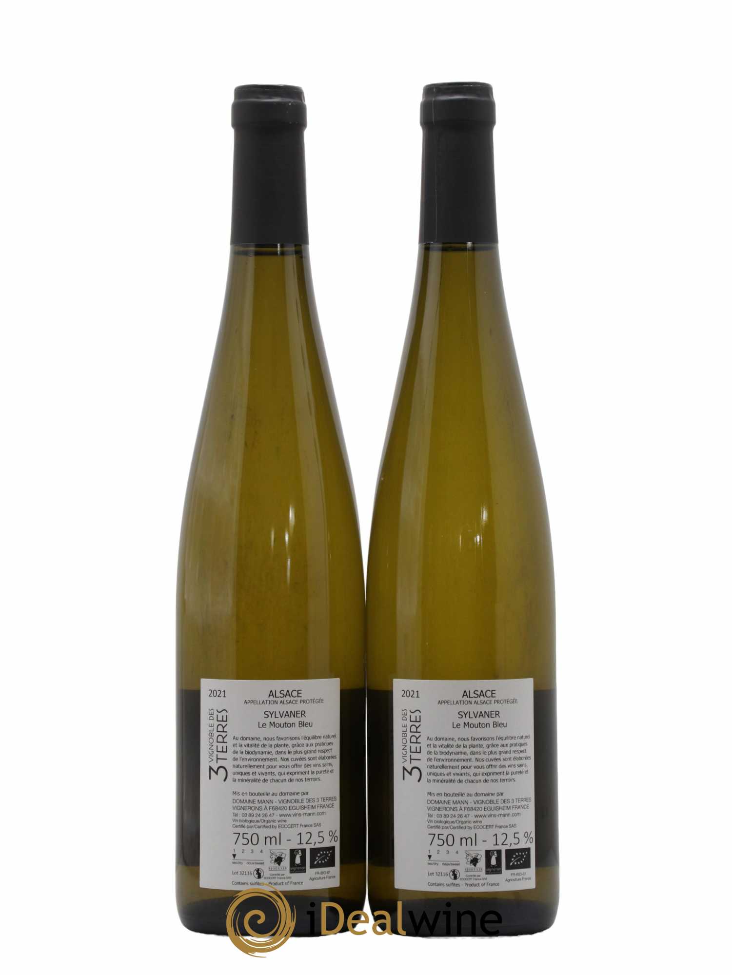 Alsace Sylvaner Mouton Bleu Vignoble Des 3 Terres Domaine Mann 2021 - Lot de 2 bouteilles - 1